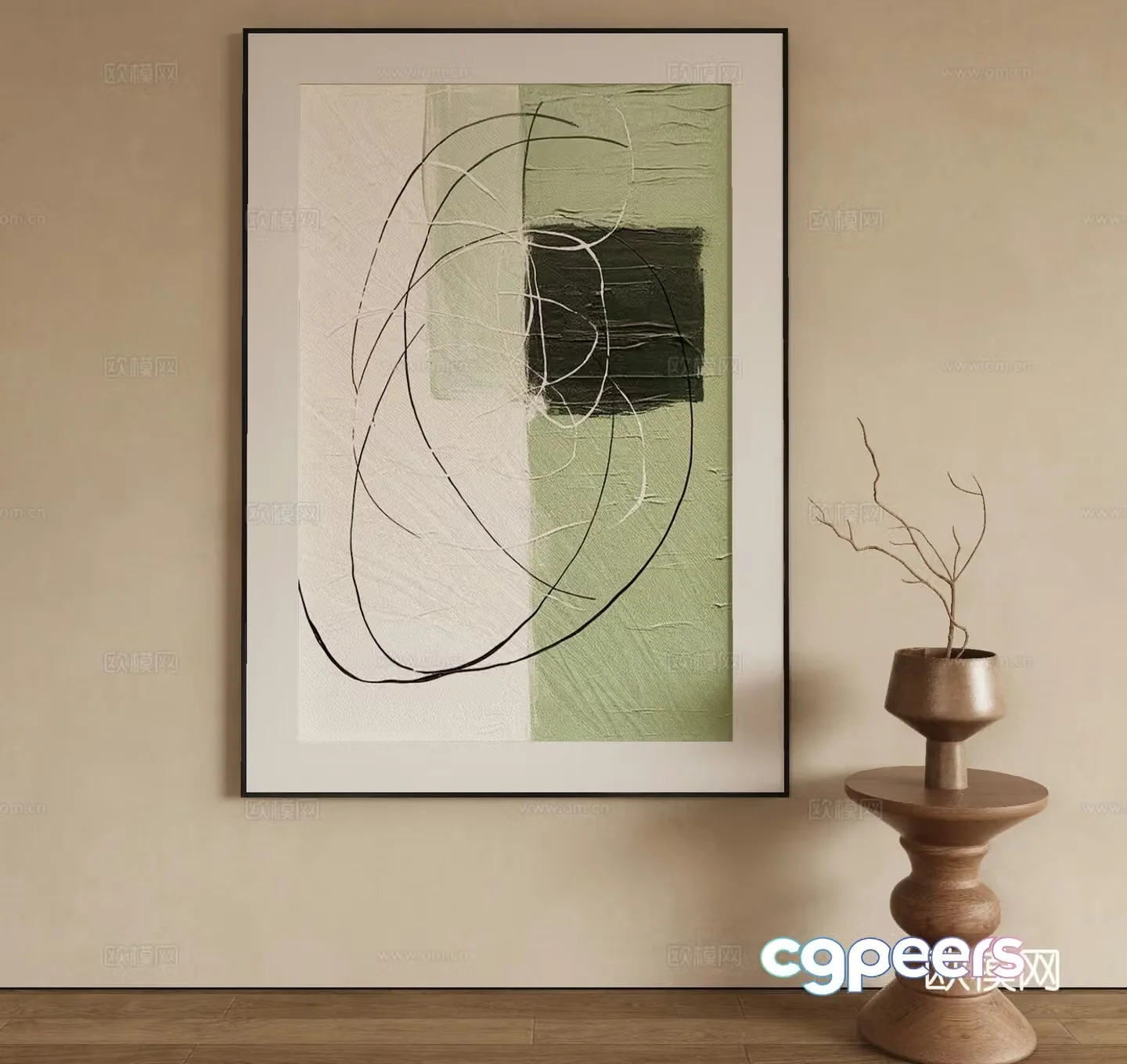 Modern texture painting decorative painting 3d model