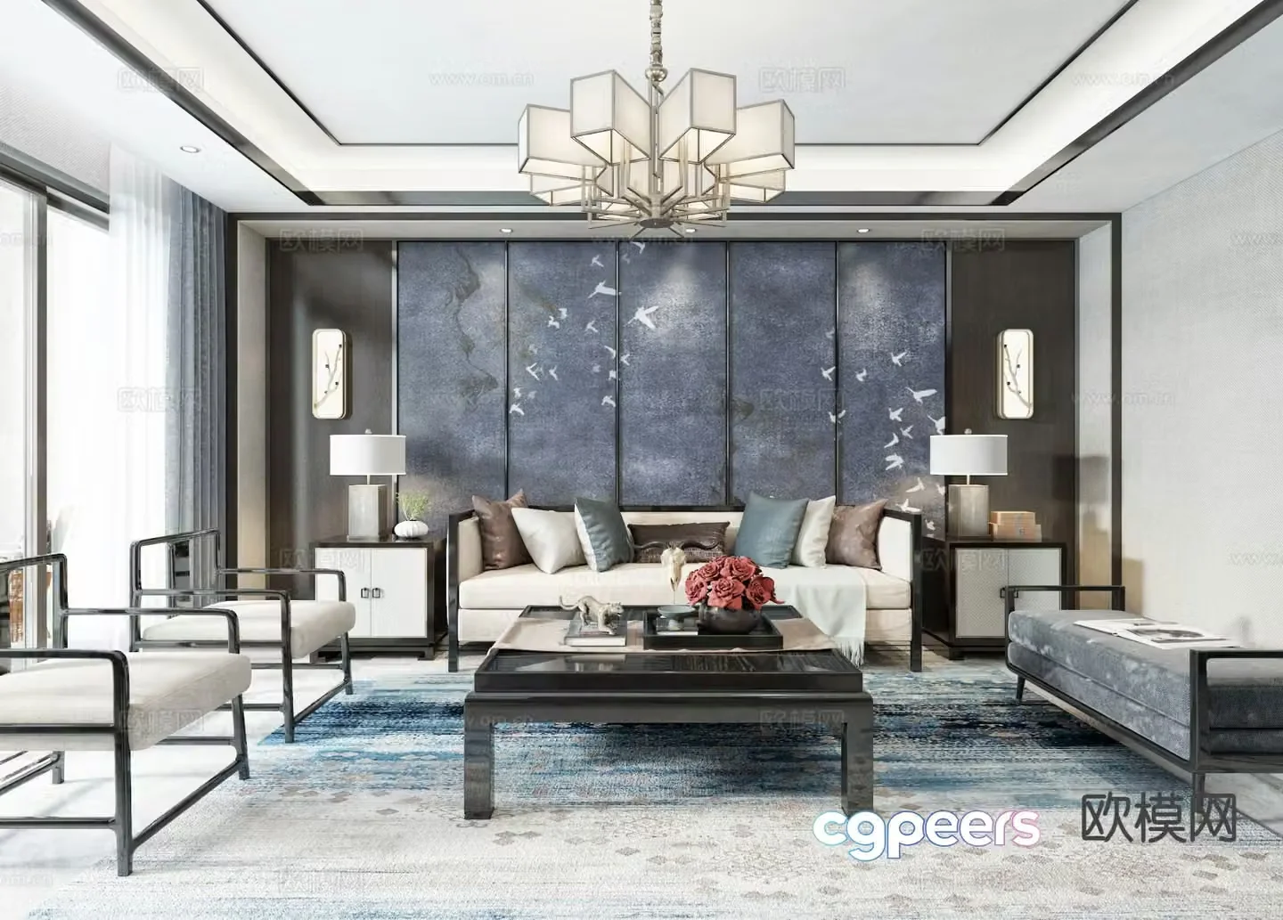 New Chinese style living room 3d model