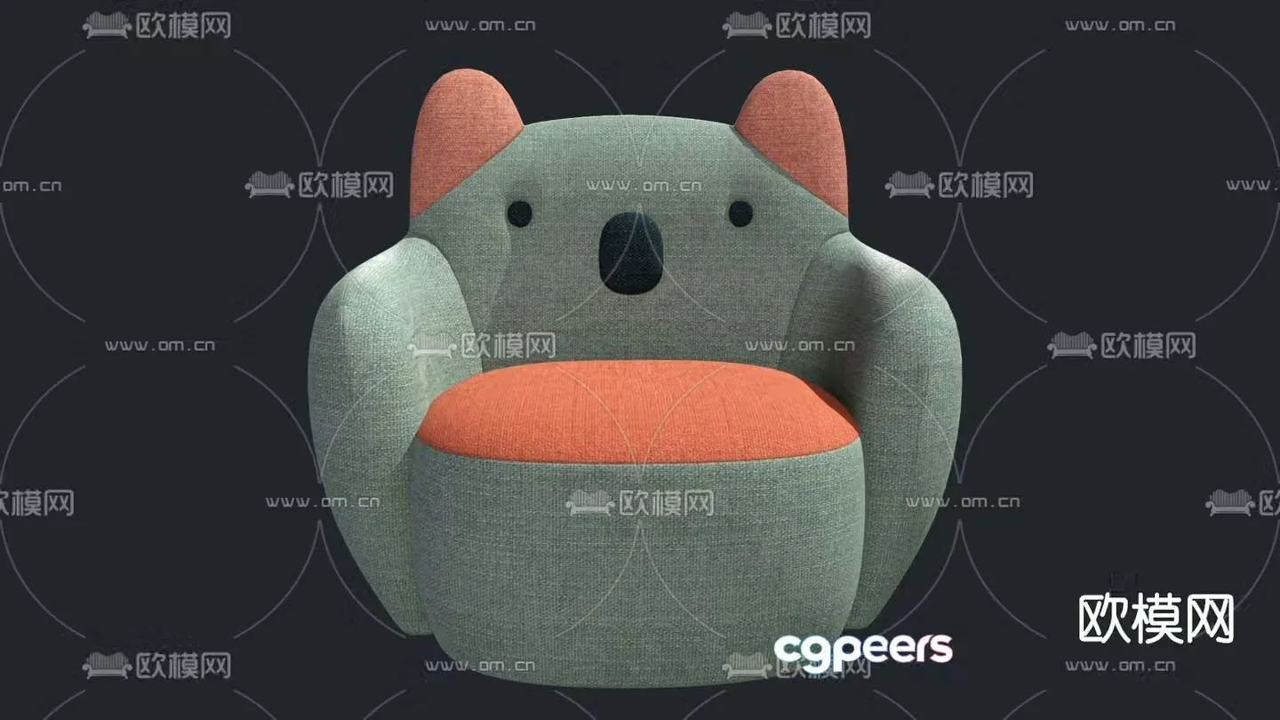 Modern fabric children’s sofa chair 3d model