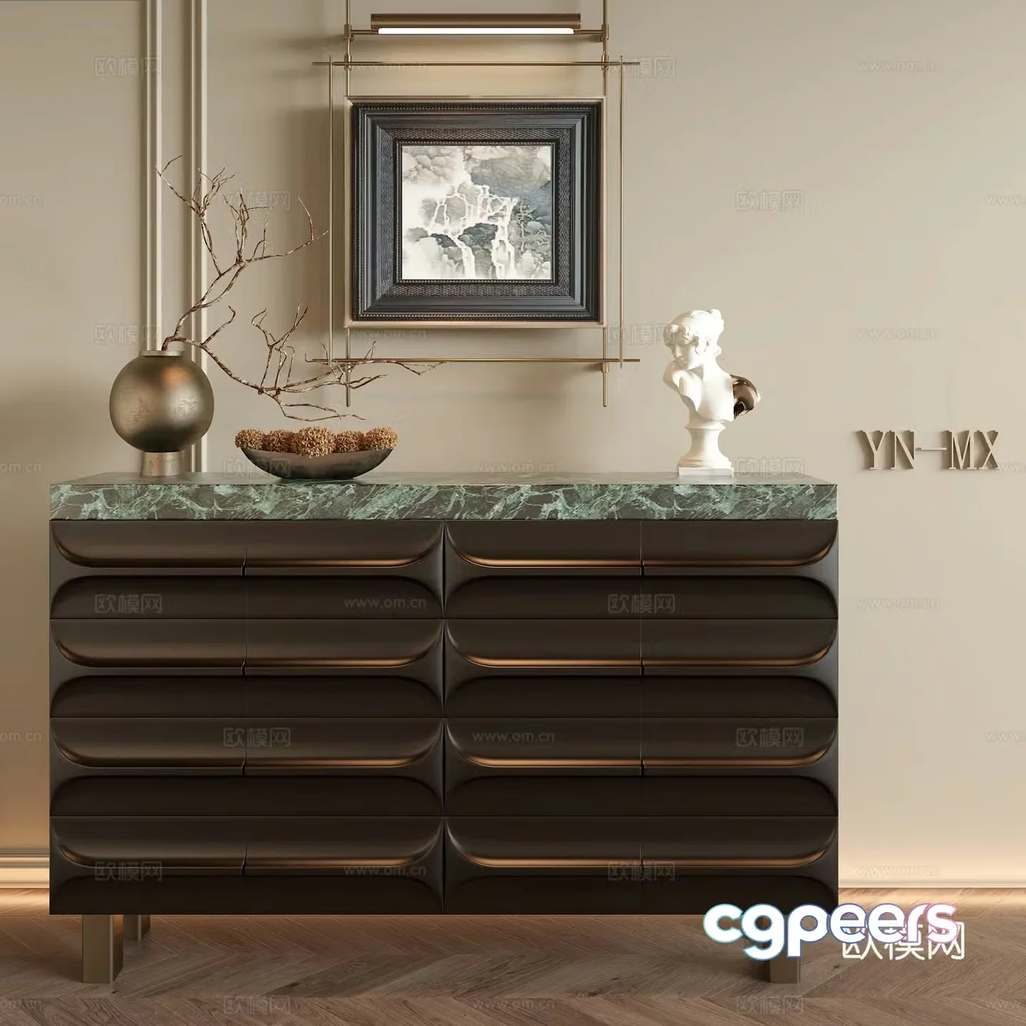 French side cabinet entrance cabinet 3D model