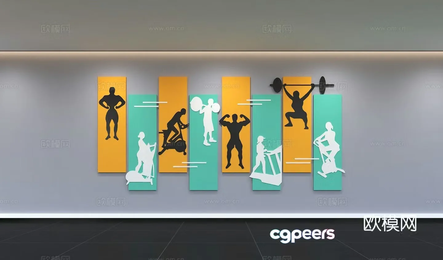 Modern sports culture wall gym sports slogan display wall publicity column wall background 3d model