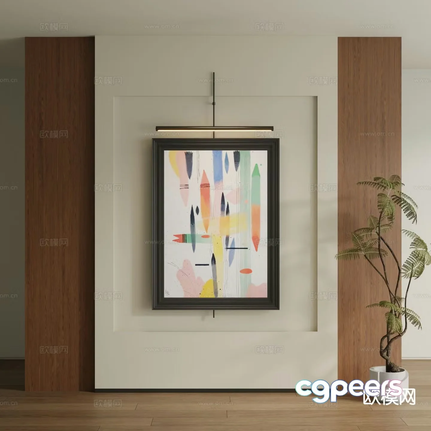 Modern colorful hanging painting decorative painting 3d model