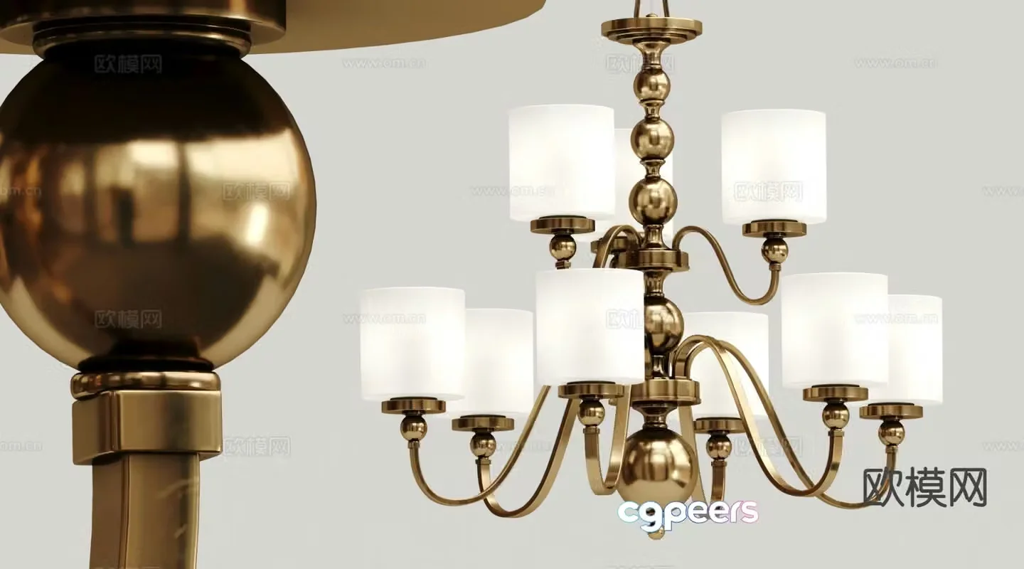 Light luxury multi-head chandelier 3D model