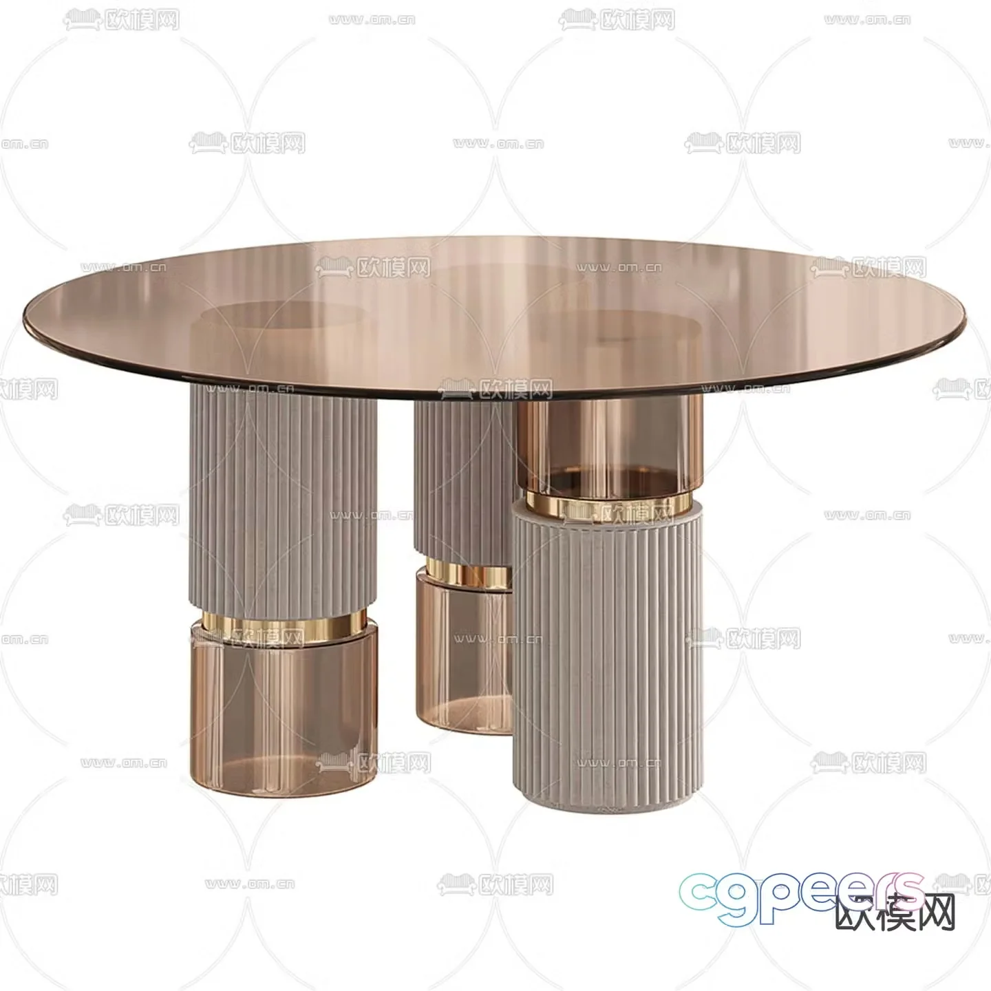 Light luxury dining table round dining table 3D model