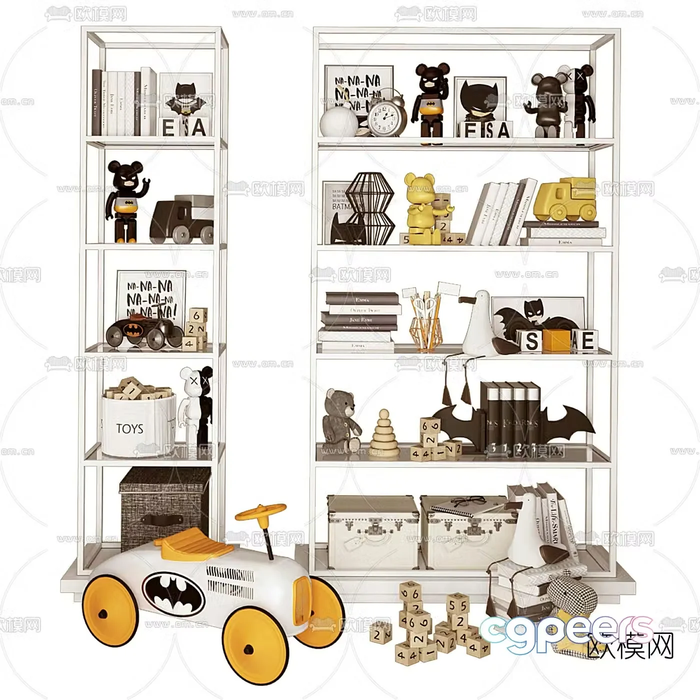 Modern children’s toy storage rack 3d model