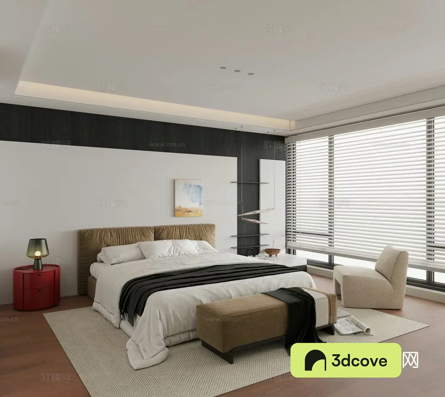 Italian simple home bedroom second bedroom master bedroom bay window bedroom without master light