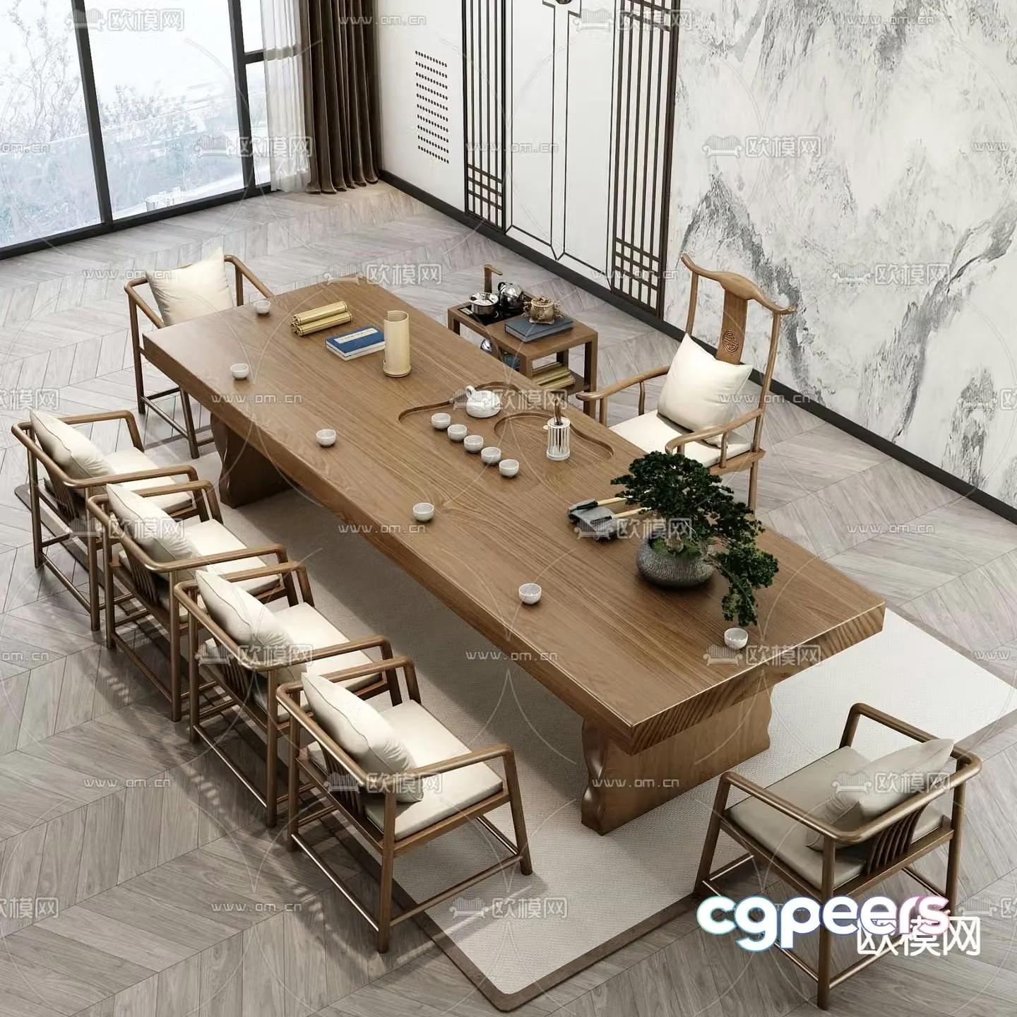 New Chinese style tea table tea table 3d model
