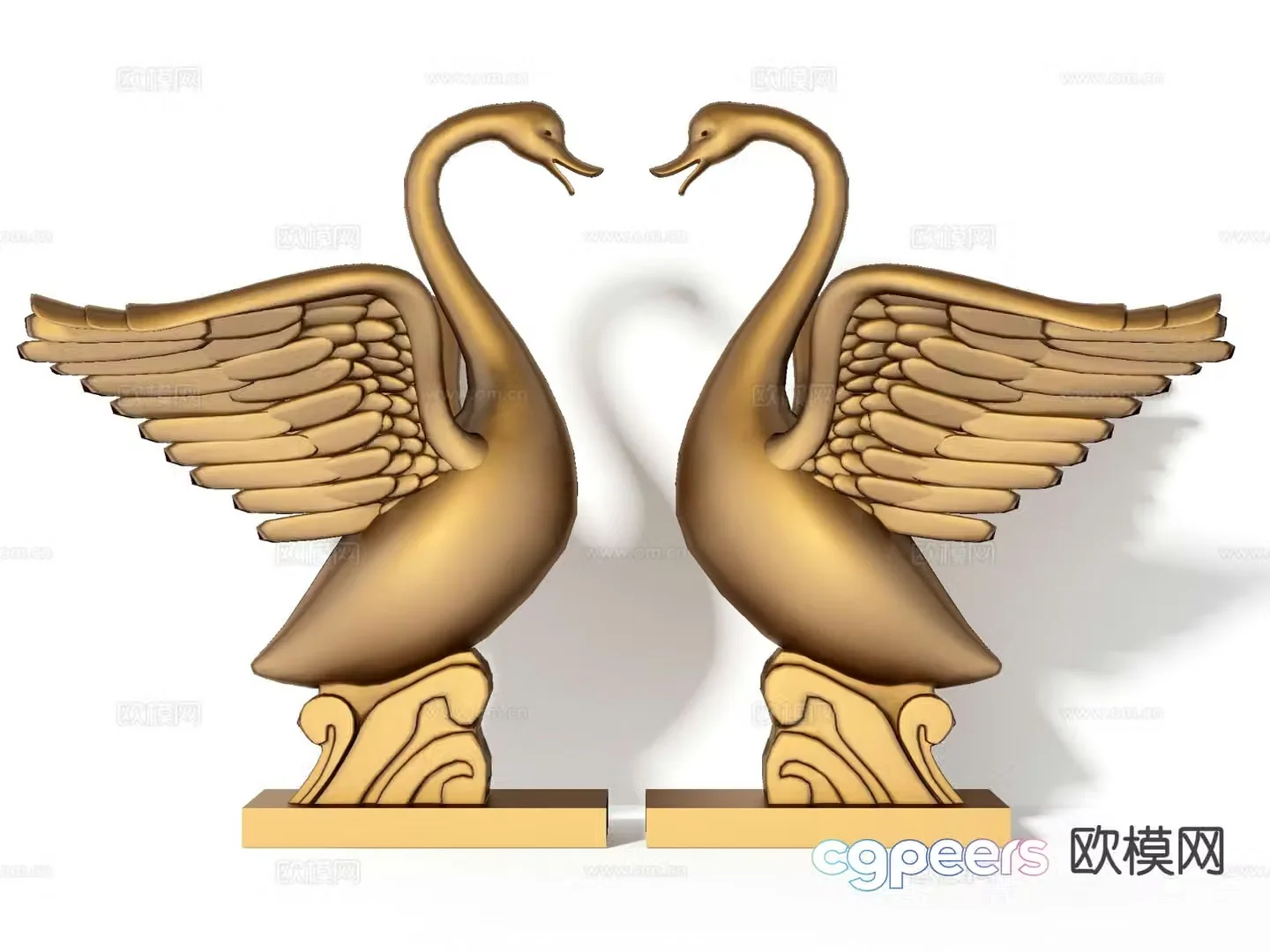 Spreading wings swan sculpture art sculpture 3d model