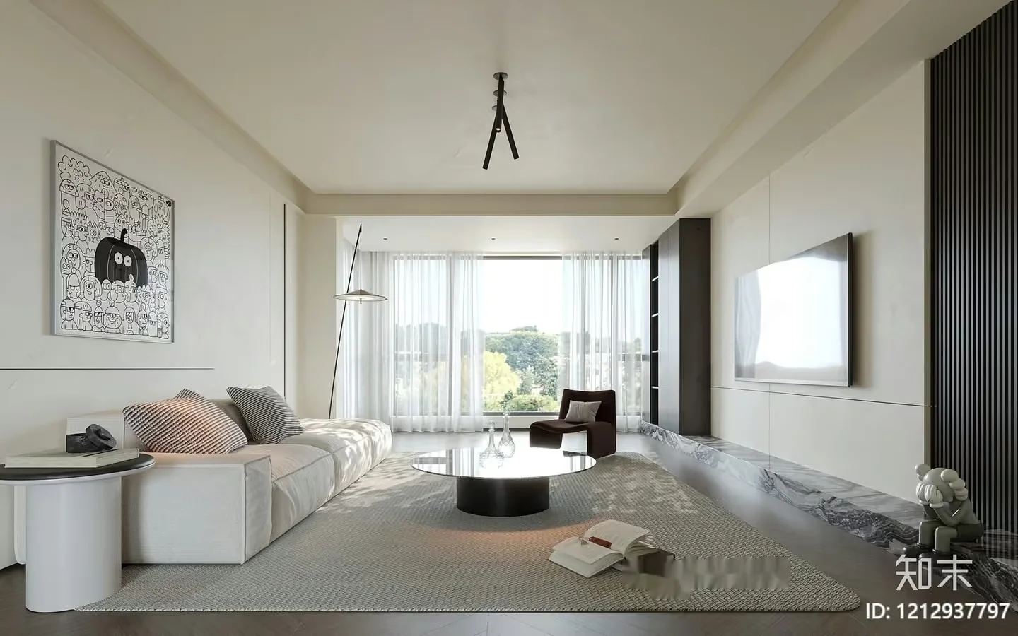 Modern Living Room 3D Model – 21375 – VRAY Render