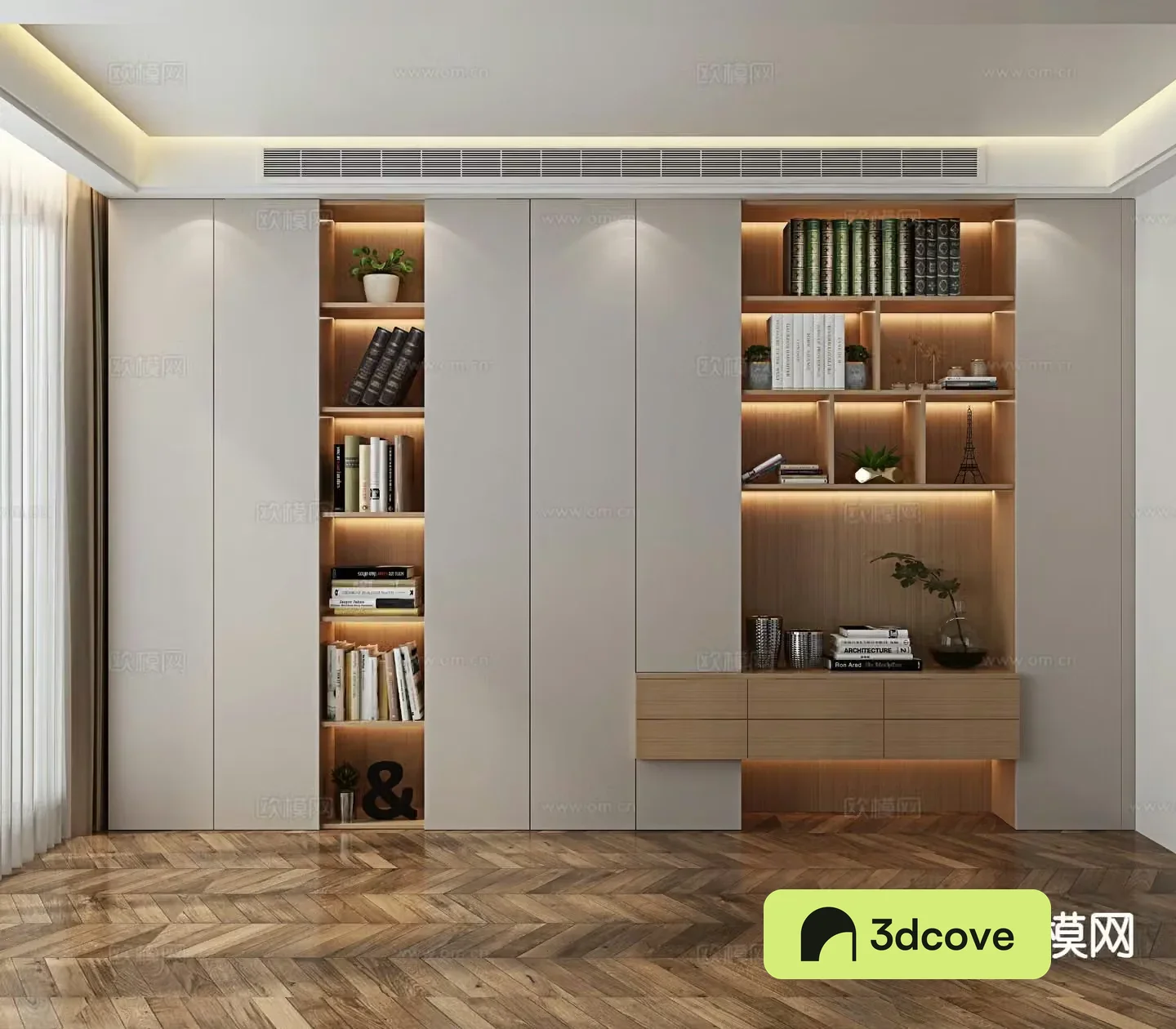 Modern integrated cabinet bookcase