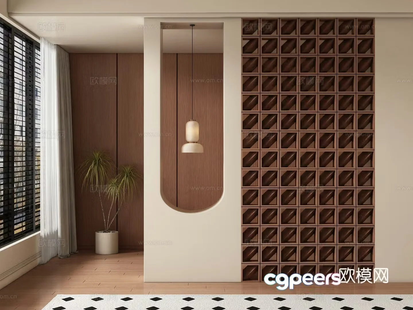 Middle-aged style entrance hallway partition 3D model