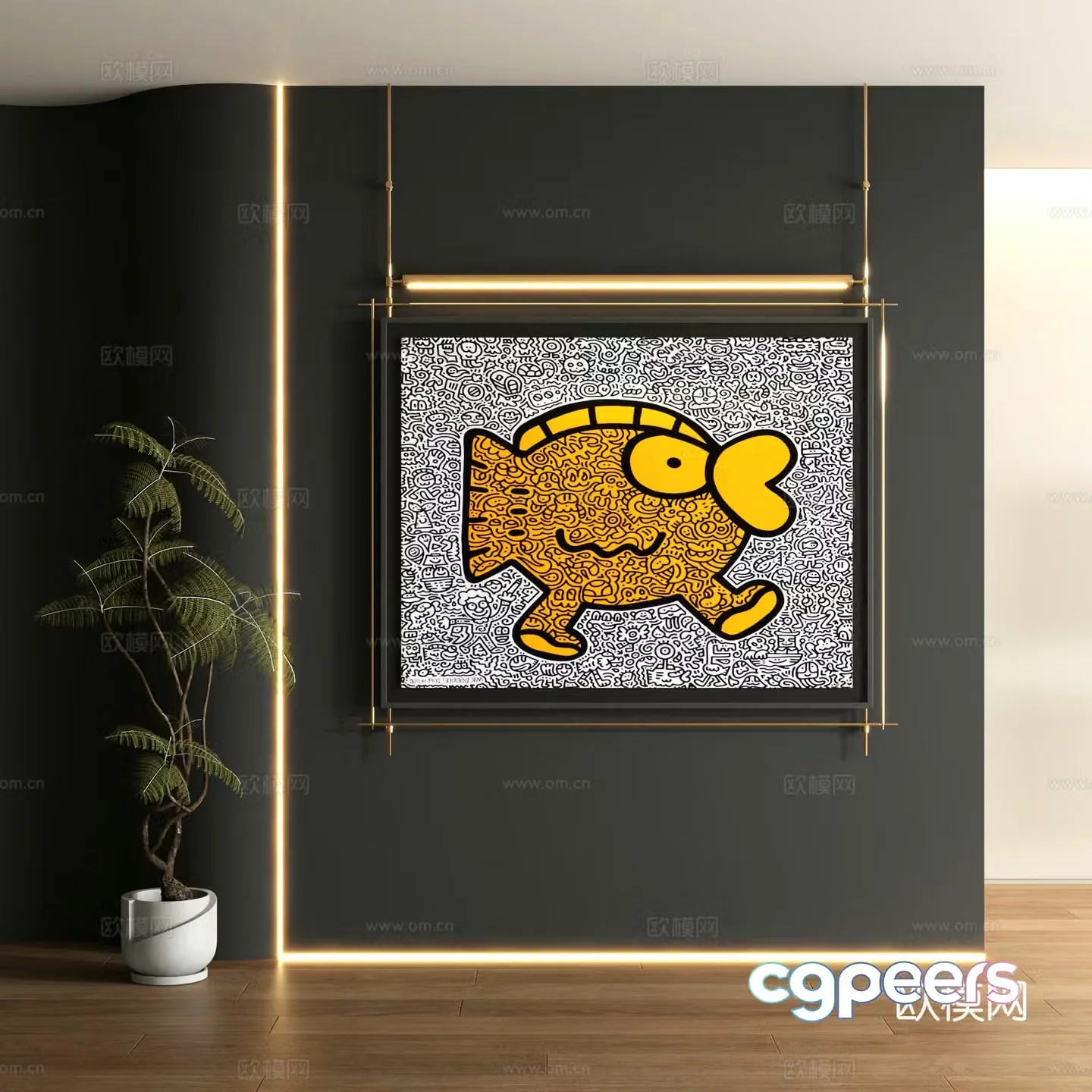 Modern graffiti decorative painting 3d model