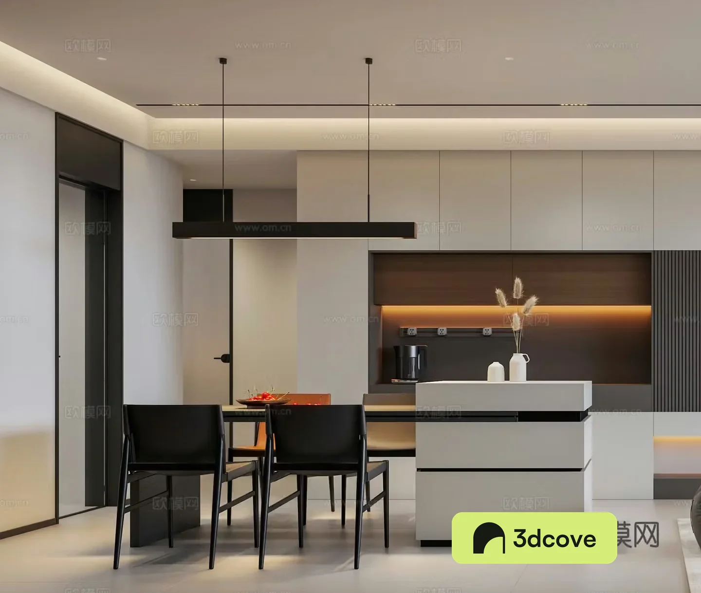 Italian minimalist living and dining room