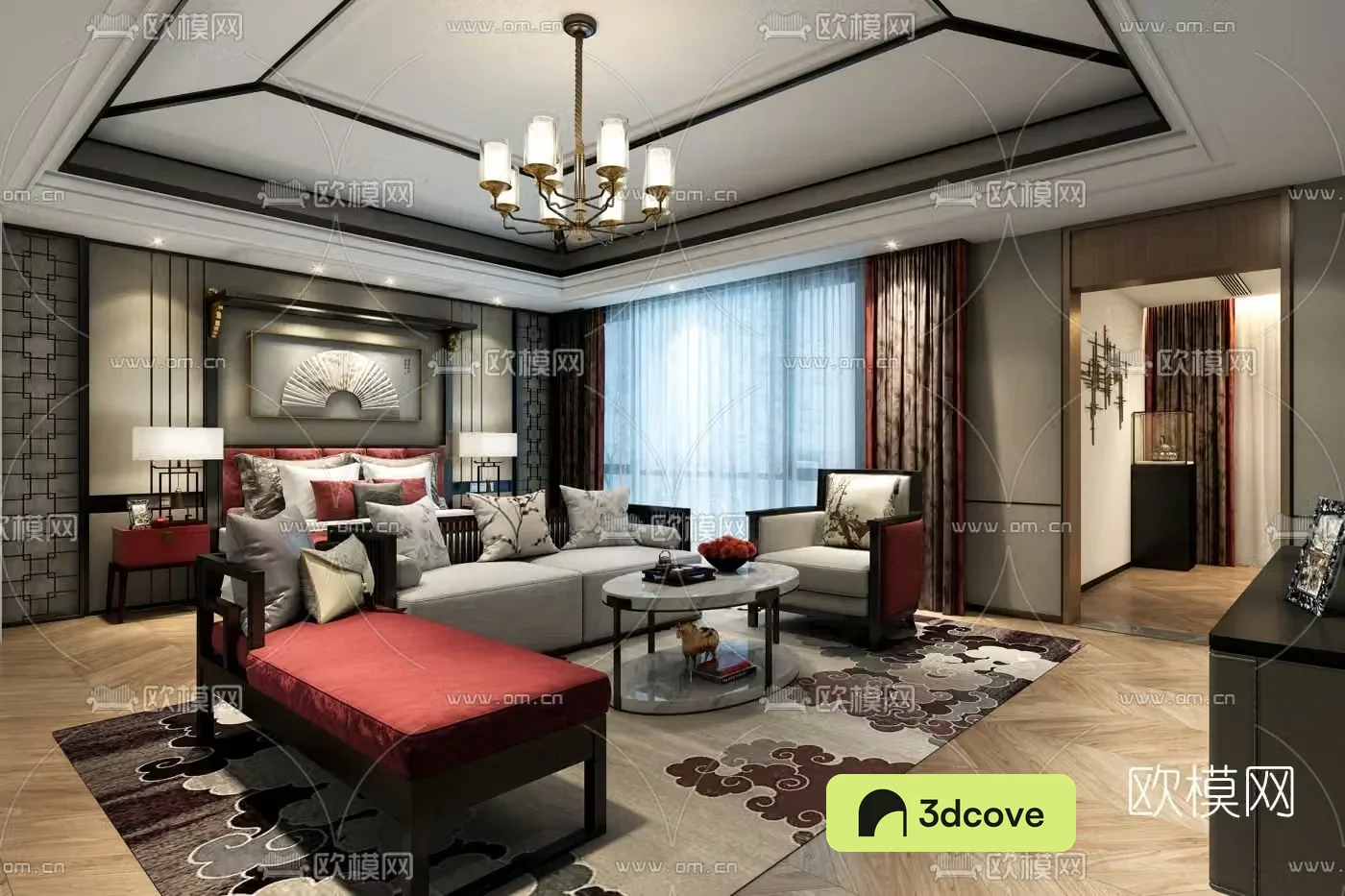 Yipai Design New Chinese Style Bedroom Master Room