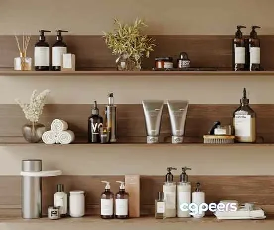 Modern Bathroom Shelves 3D Model – 8702 – CORONA Render