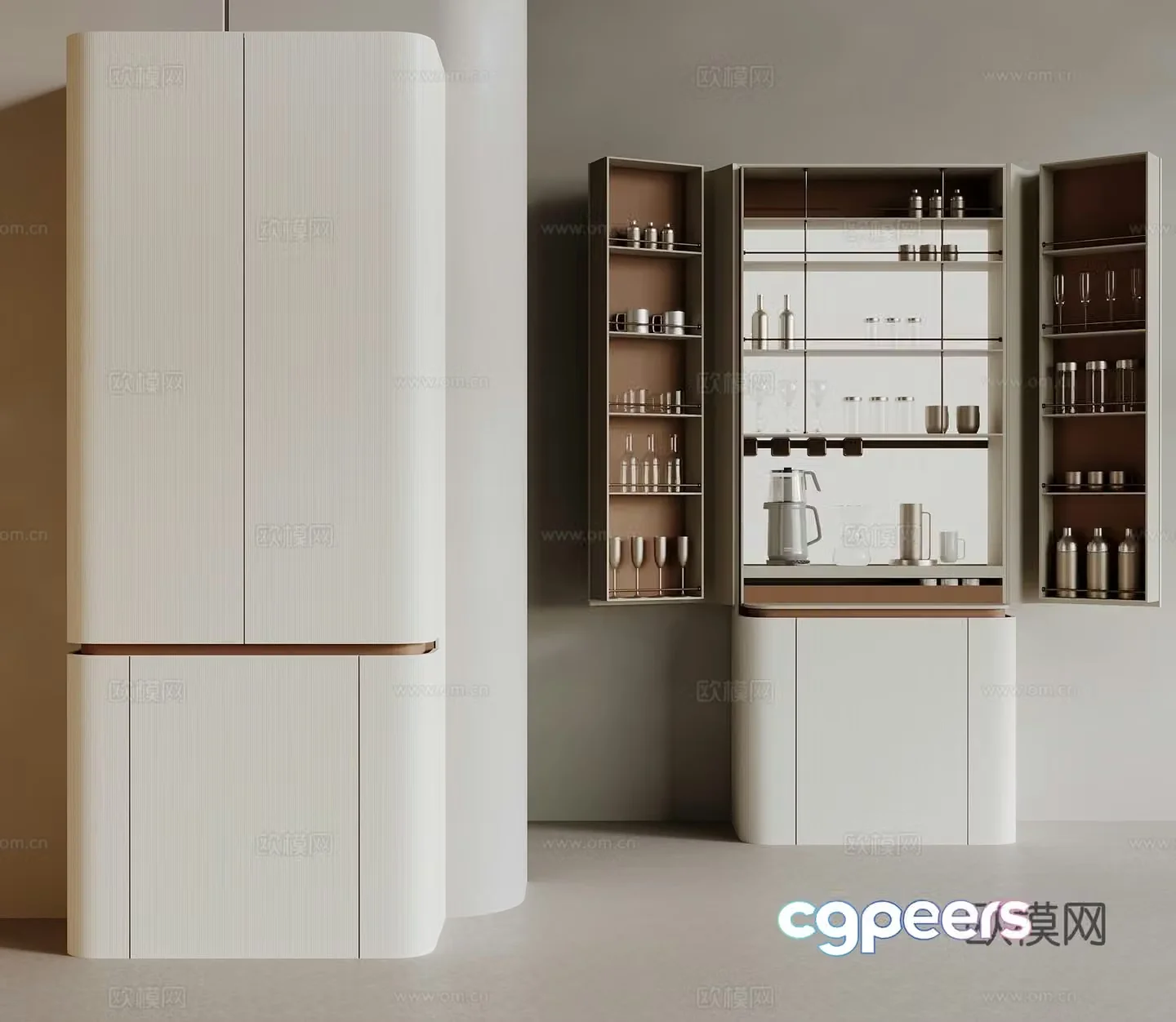 Modern wine cabinet_tea cabinet_wine cabinet_wine glass cabinet_decoration cabinet_wall-mounted decoration cabinet 3D model
