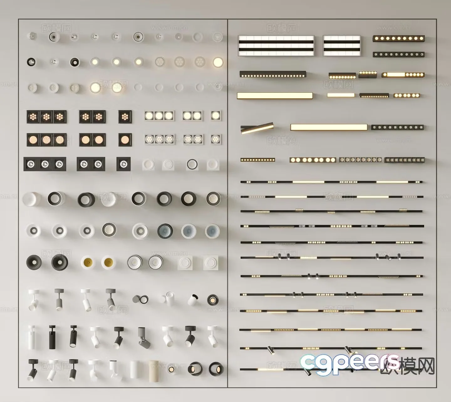 Modern downlight spotlight magnetic track spotlight turning spotlight linear light grid light 3D model