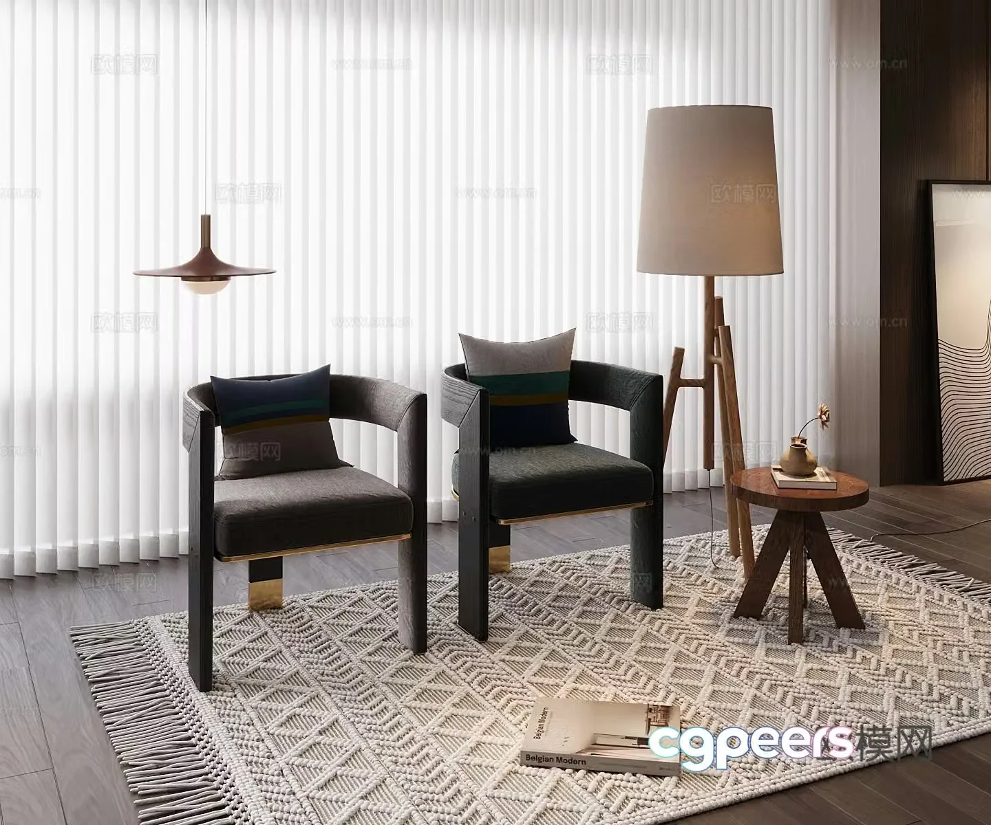 Light luxury single chair 3D model