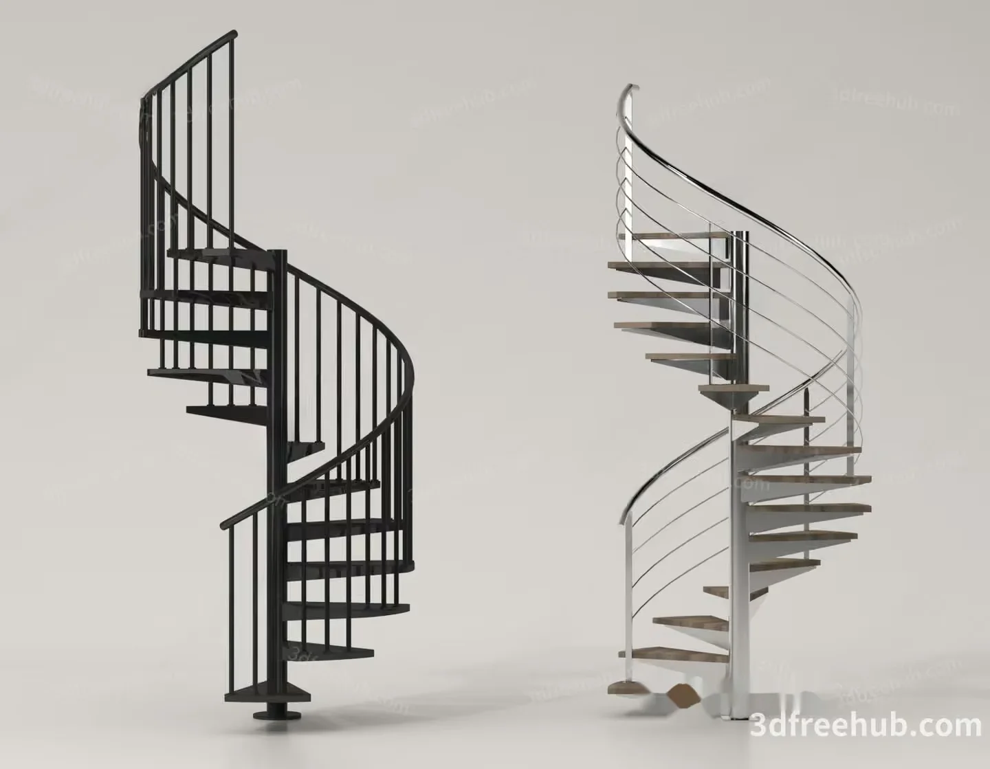 A Metal Spiral Staircase 3D Model – 17298 – VRAY Render