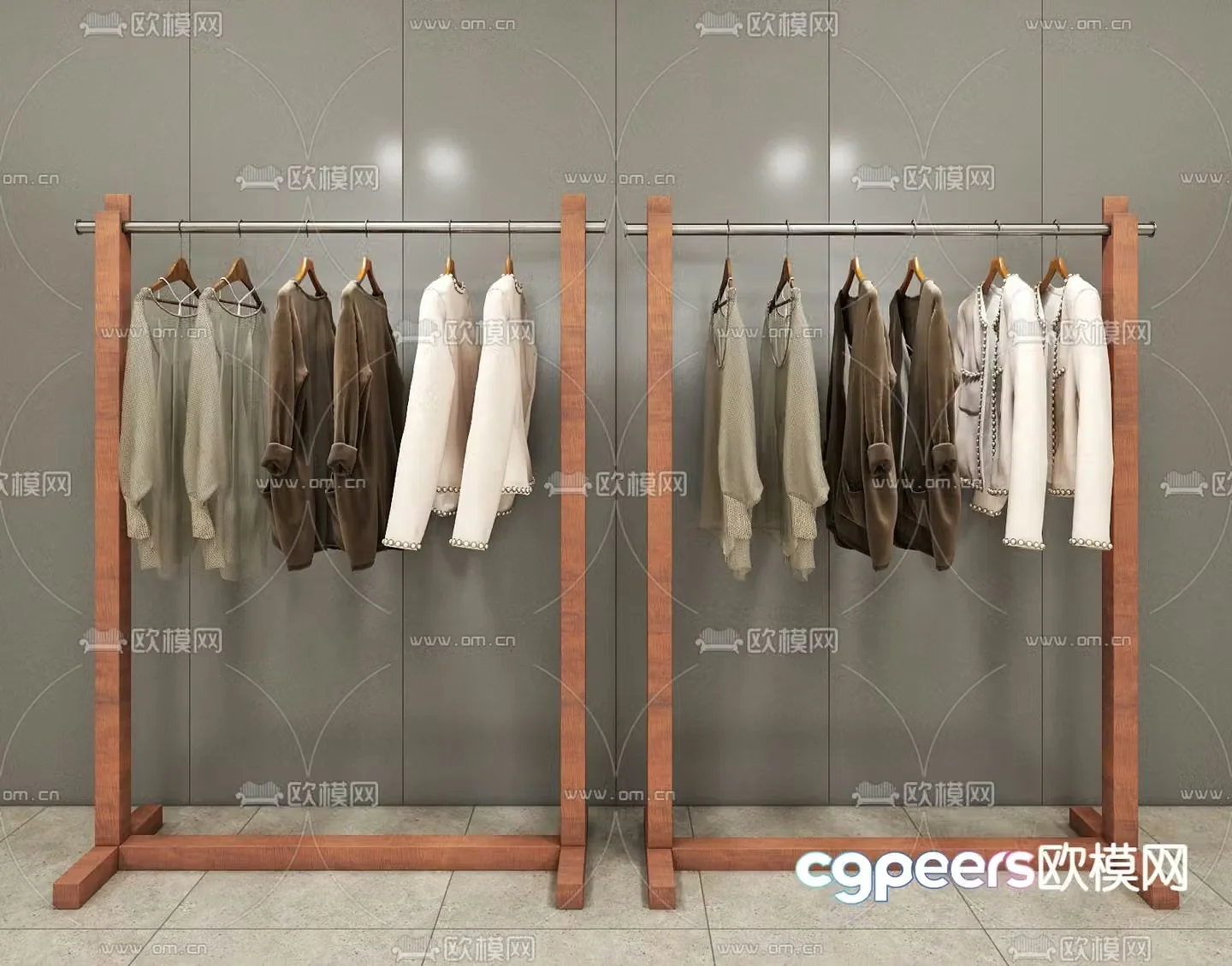 Clothing store clothing display rack 3d model
