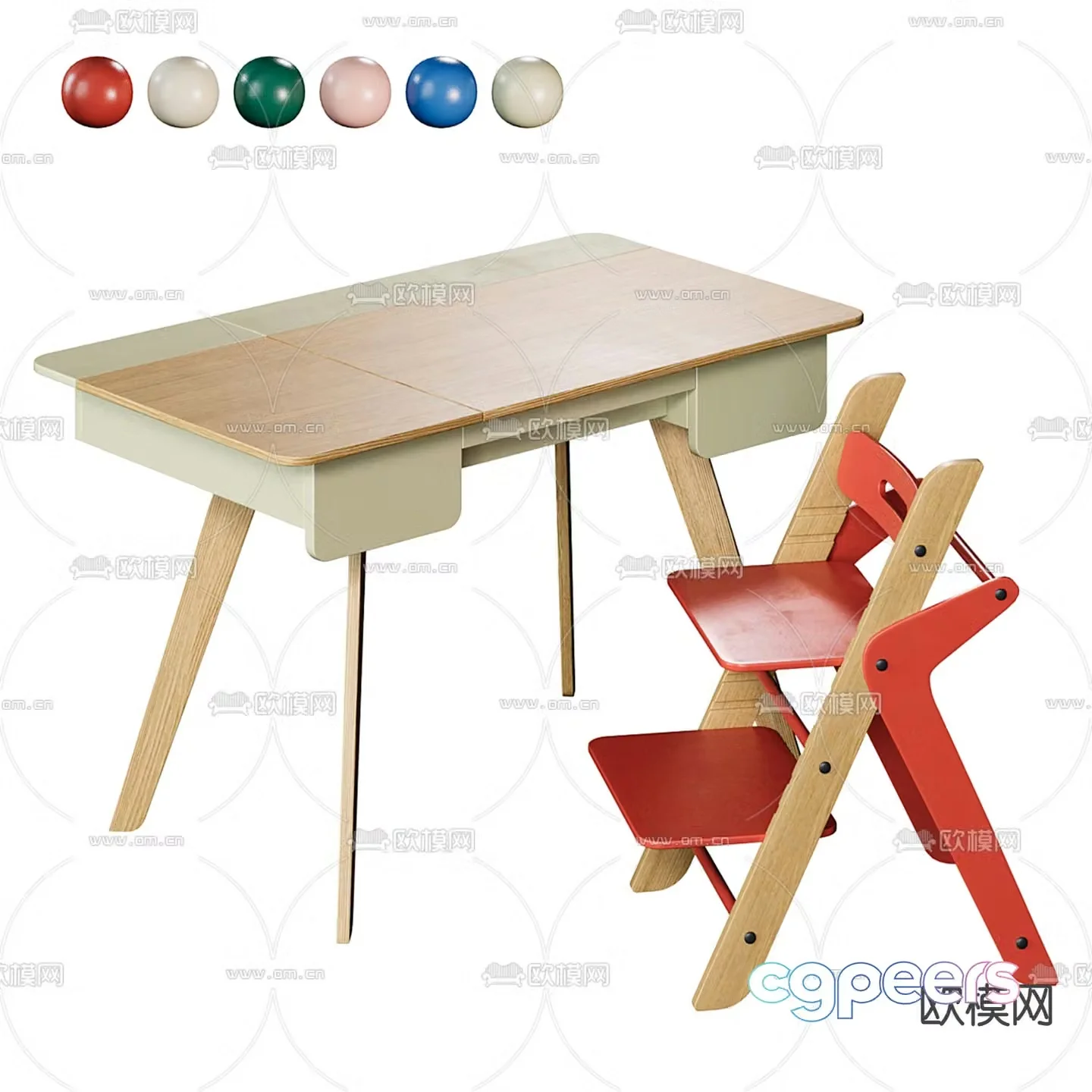 Children’s desk study table 3d model