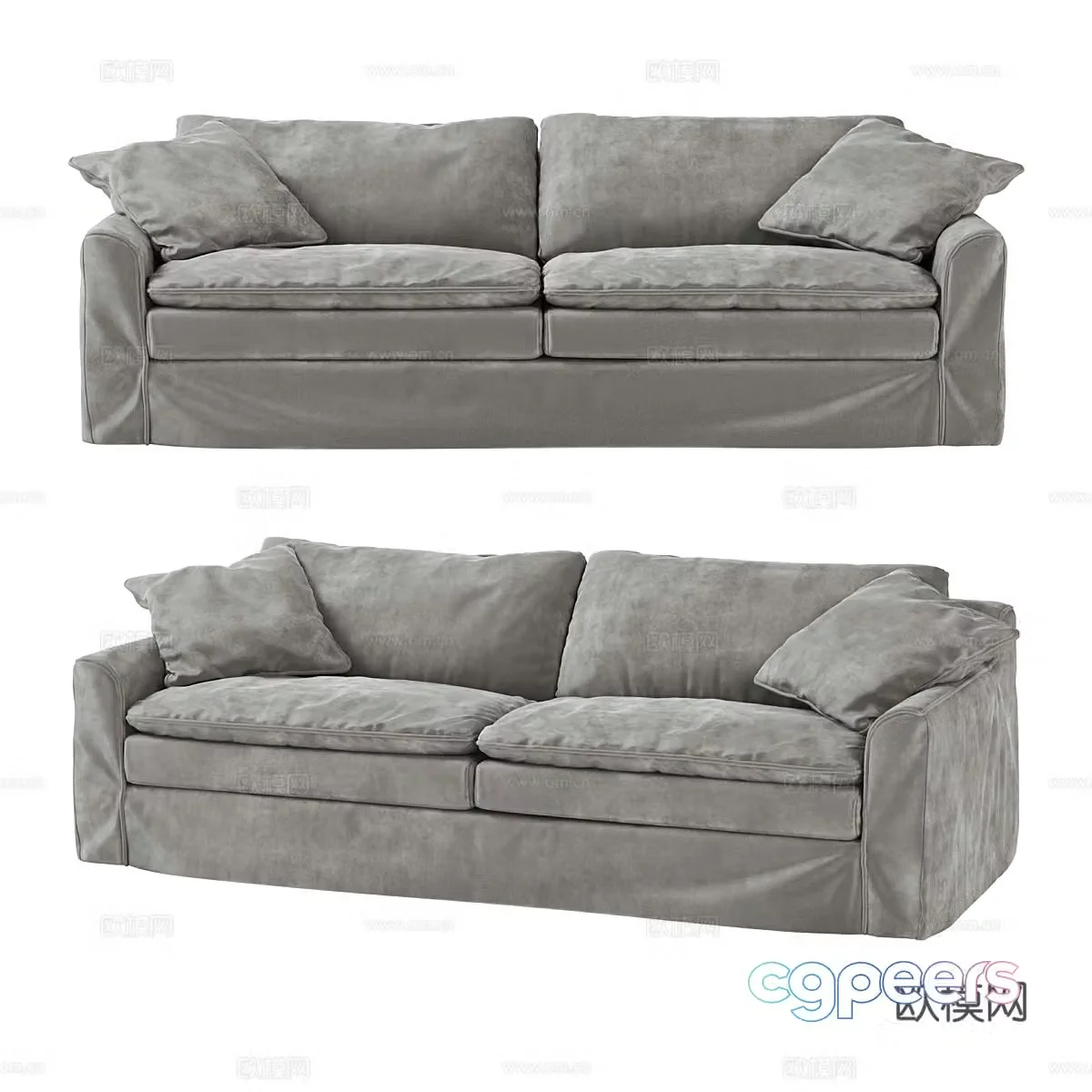 Double sofa upholstered sofa 3d model