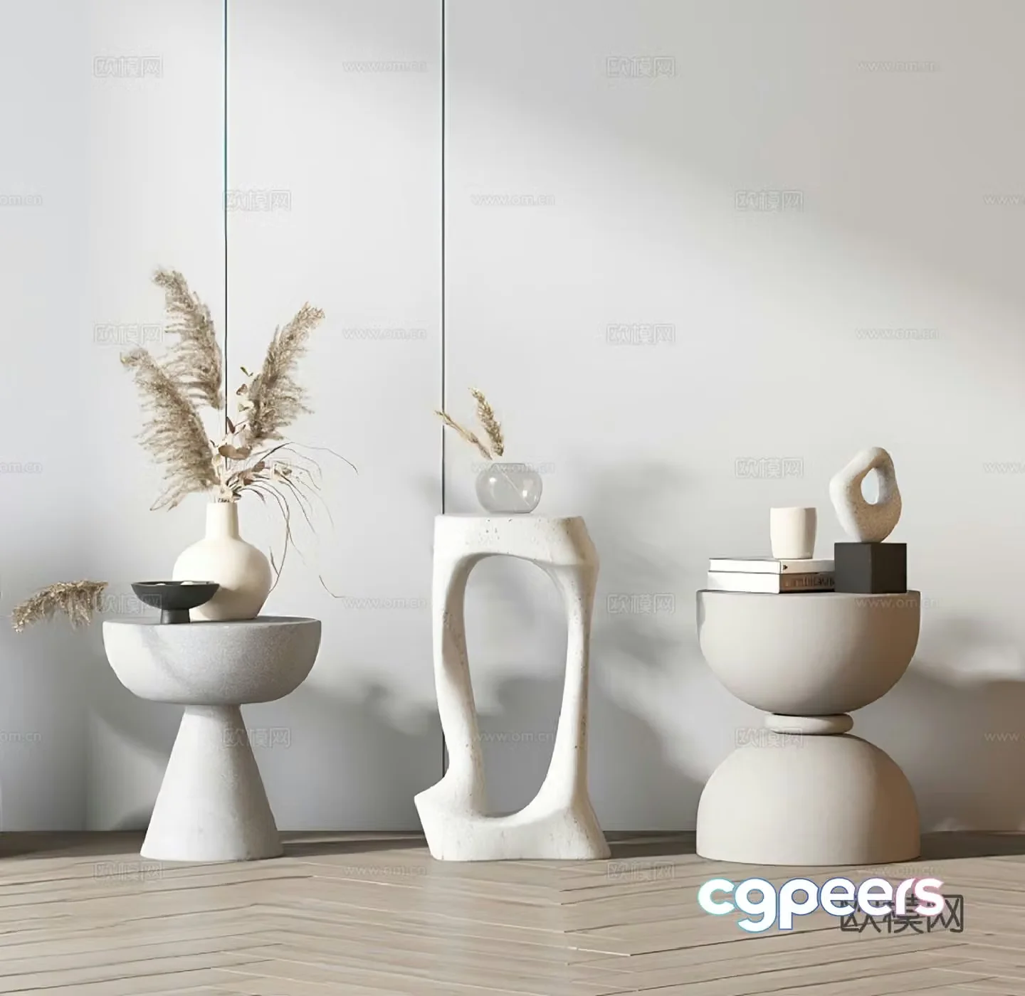 Wabi-sabi circle table side table corner table 3D model