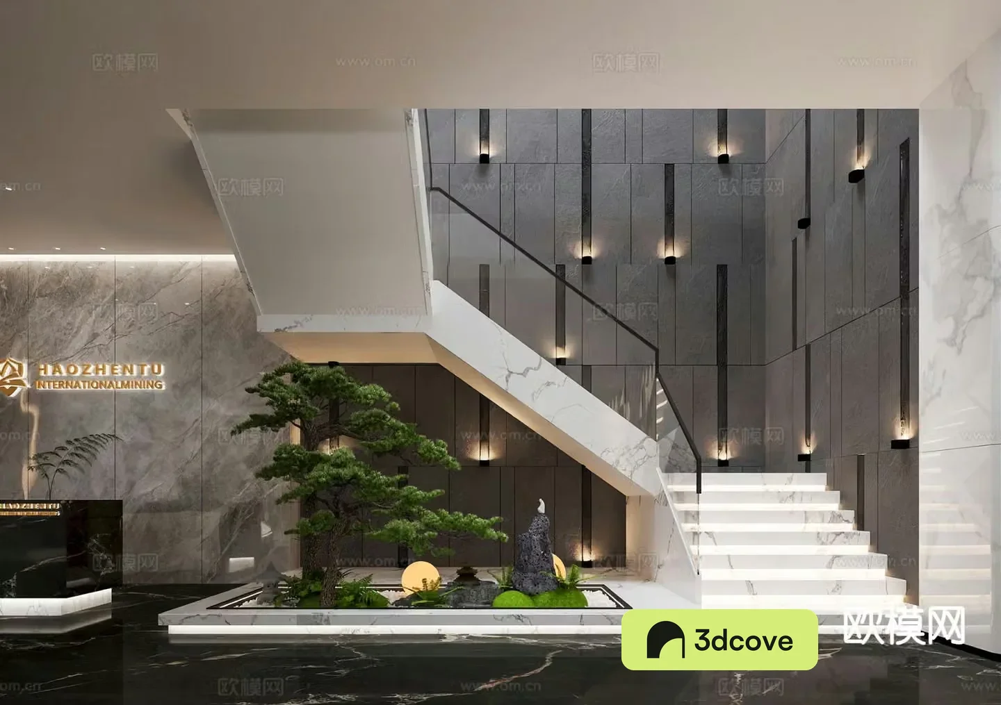 Modern stairwell stair landscaping