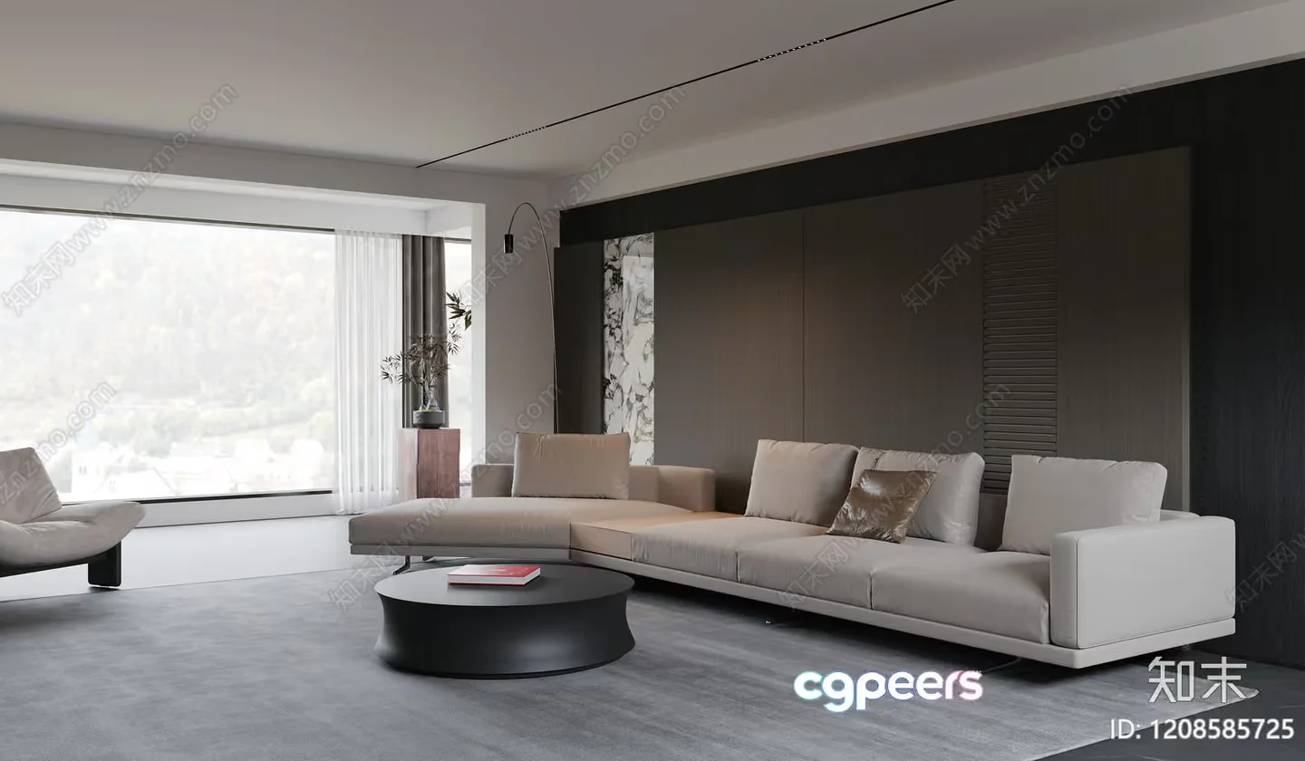 Modern Living Room 3D Model – 2395 – VRAY Render