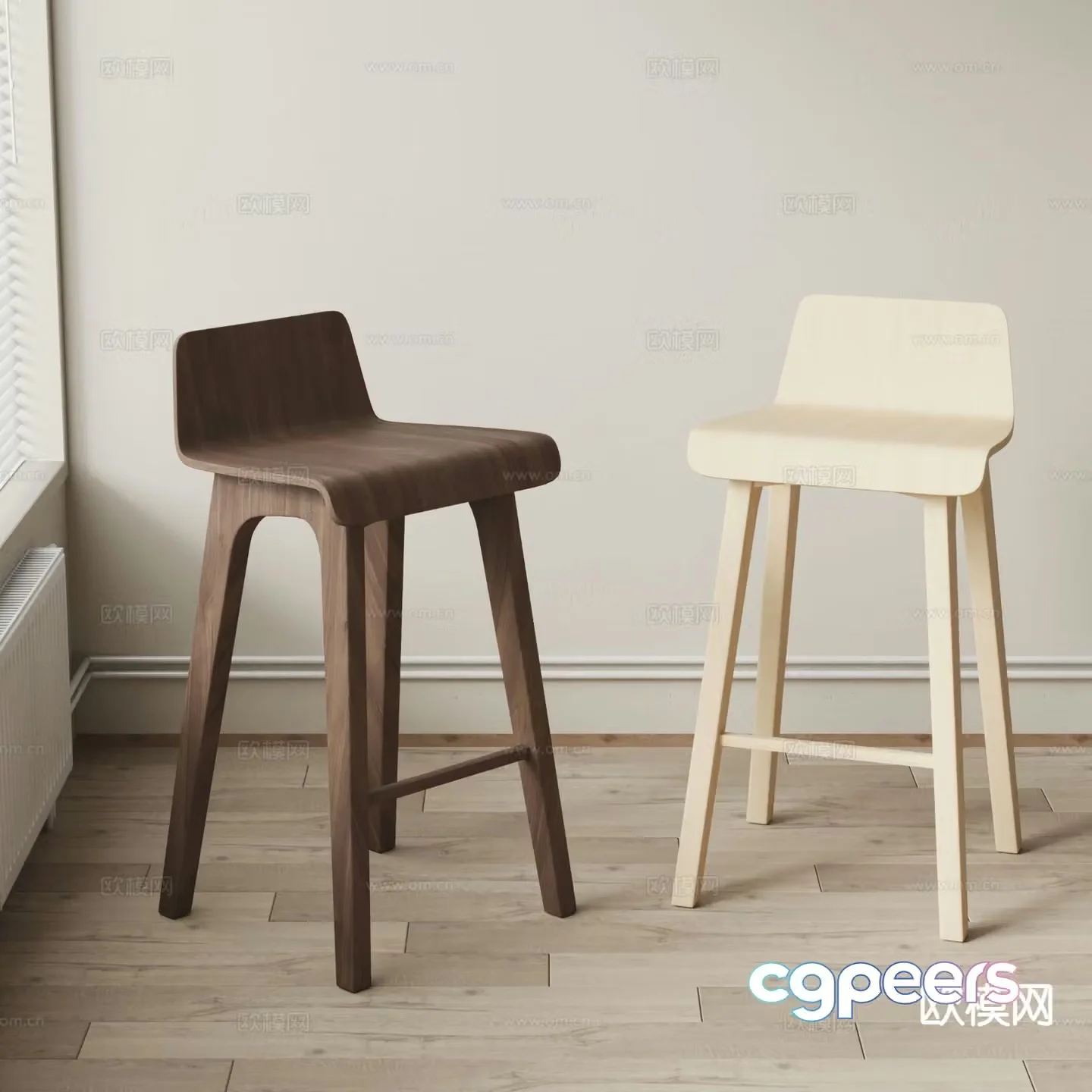 kvadro modern bar stool bar stool 3d model