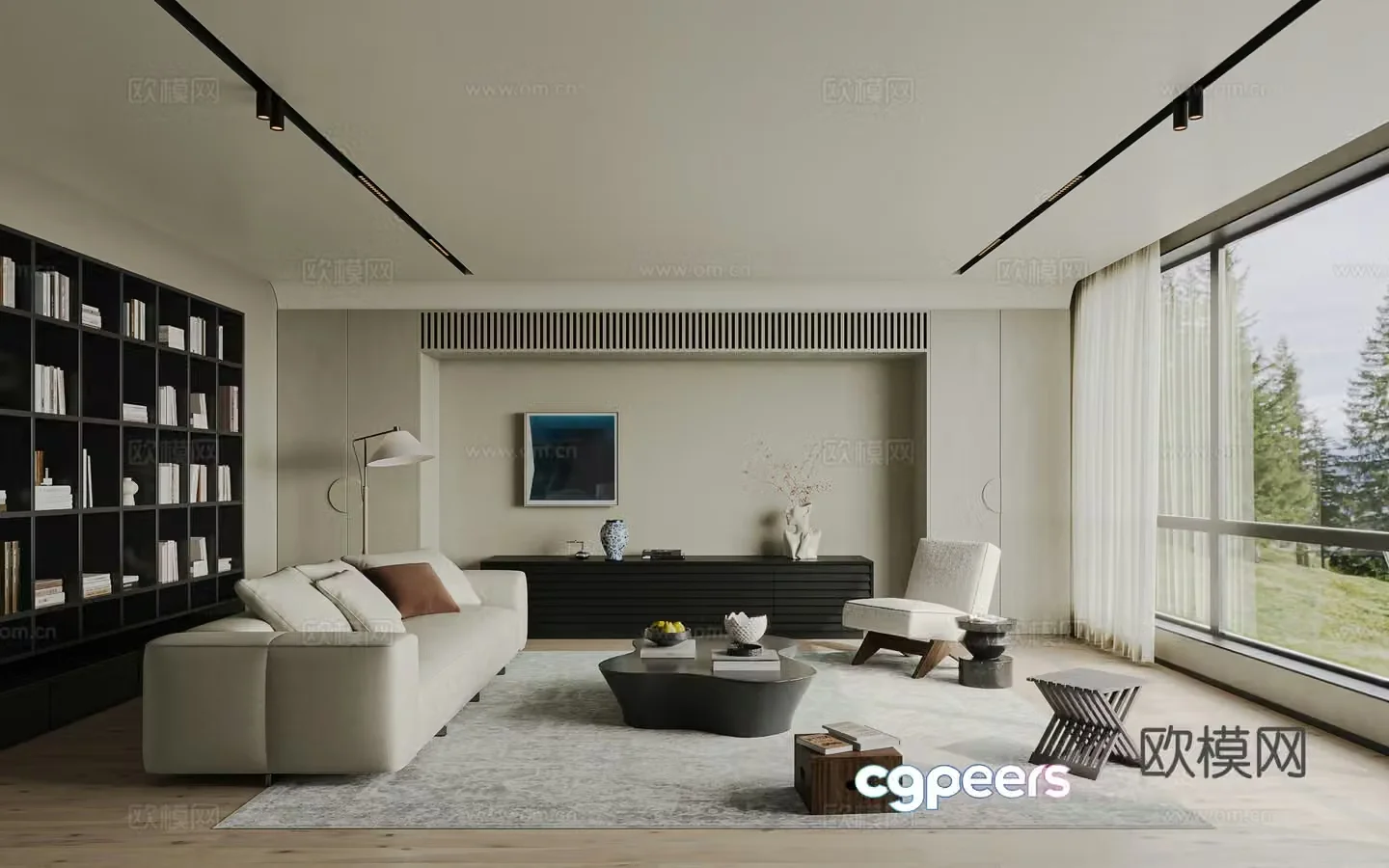 Modern Bulgari style living room living room without lights sofa coffee table combination leather sofa coffee table 3D model