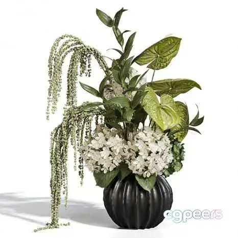 A Floral Arrangement In A Black Vase 3D Model – 8236 – CORONA Render