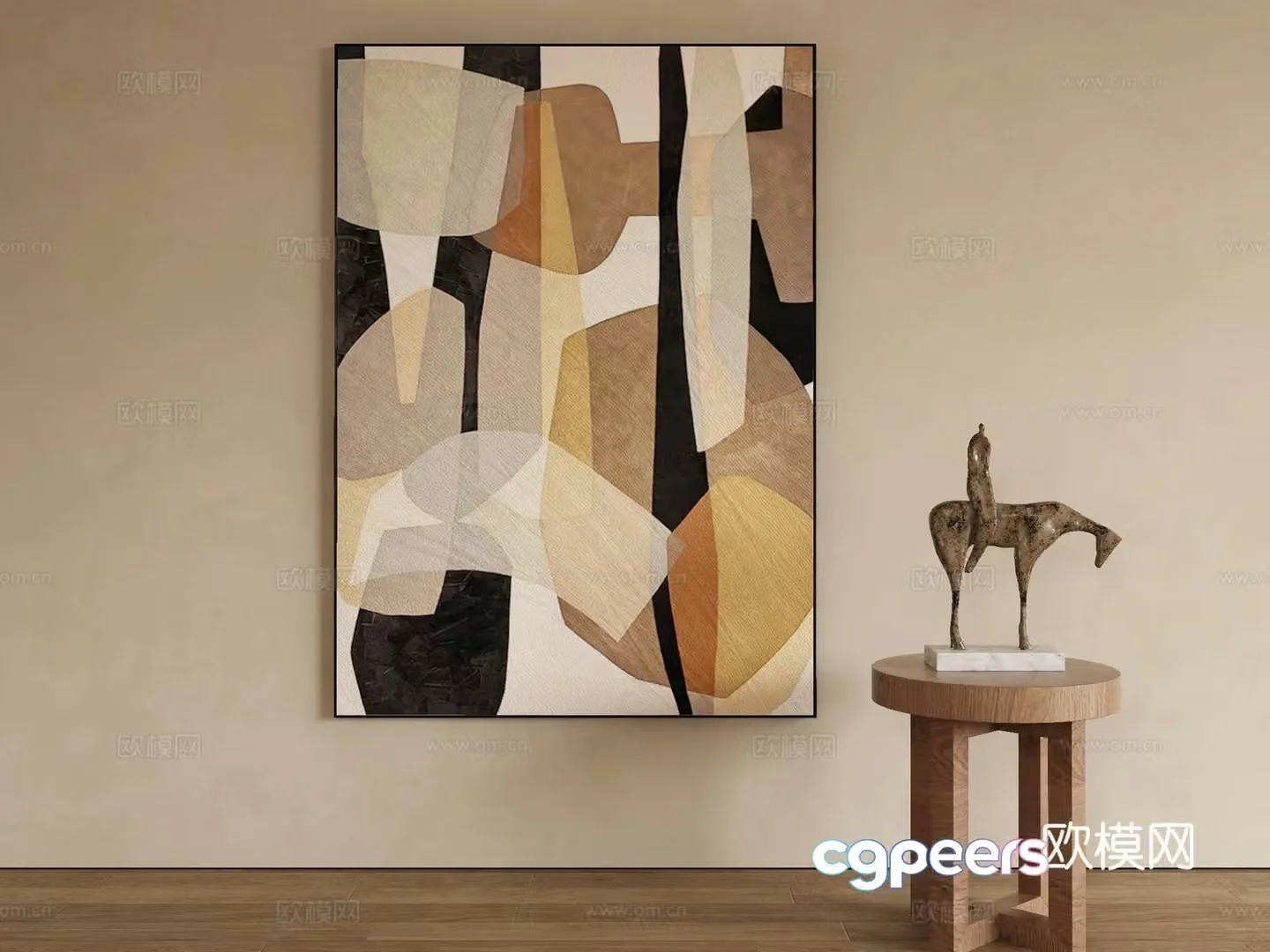 Modern texture painting decorative painting 3d model