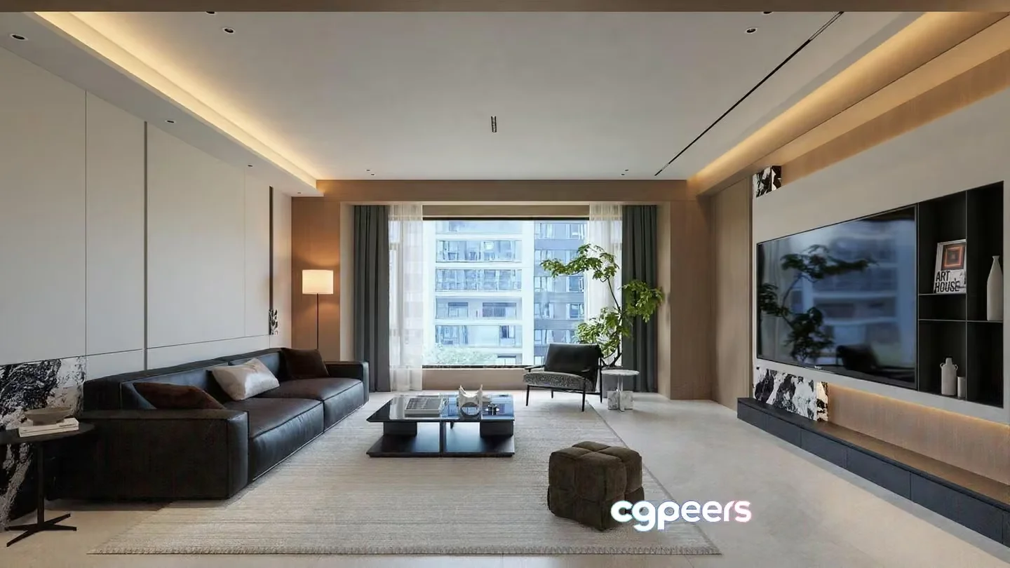 Modern Living Room 3D Model – 3850 – VRAY Render