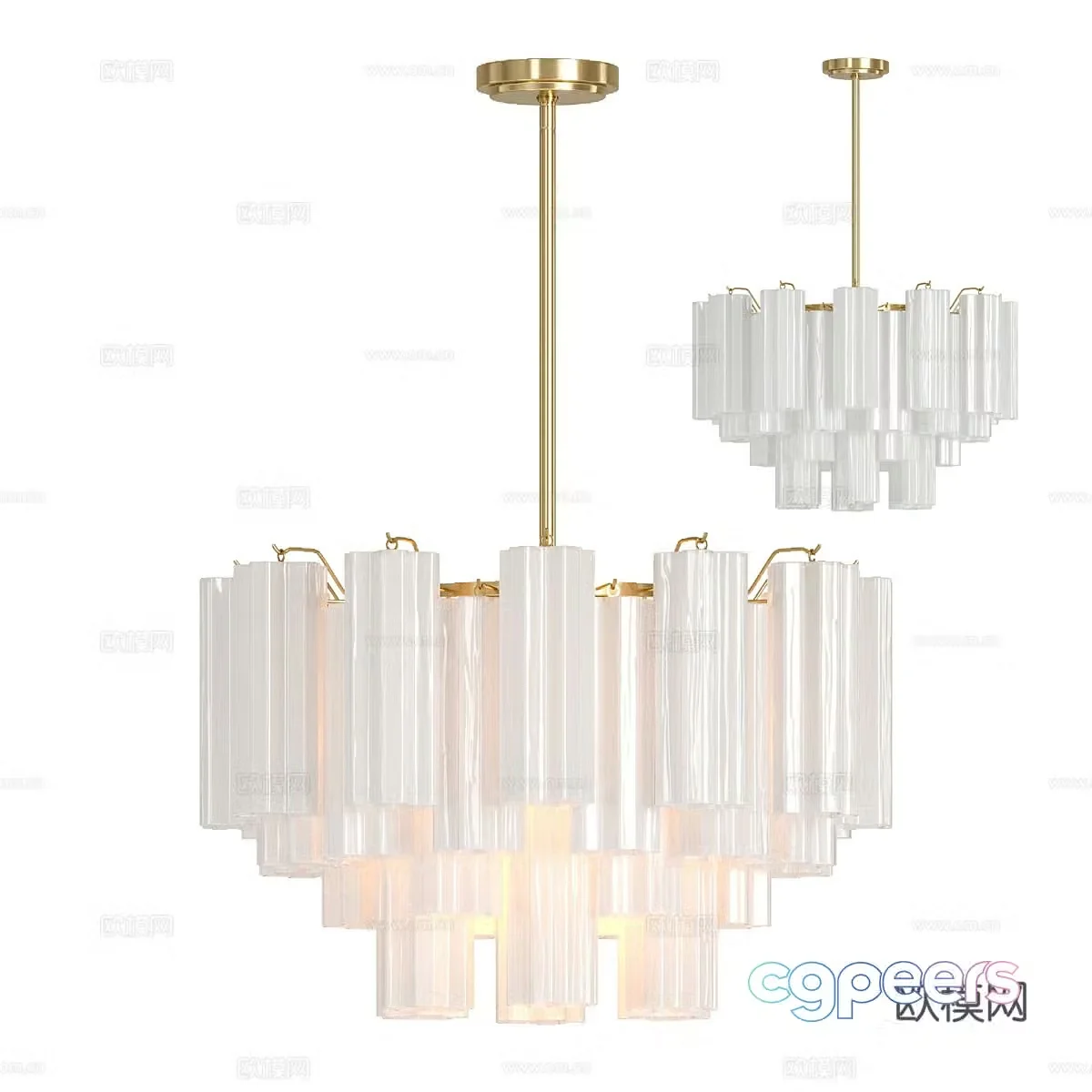 New Chinese style light luxury decorative chandelier 3D model