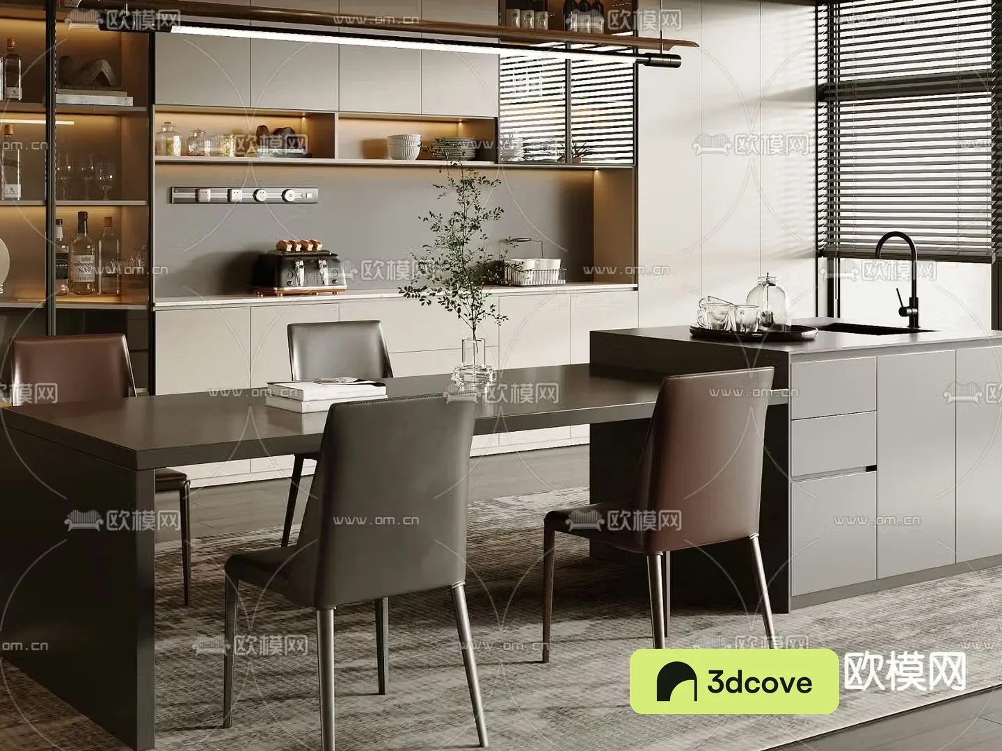 Modern dining table and chairs island table