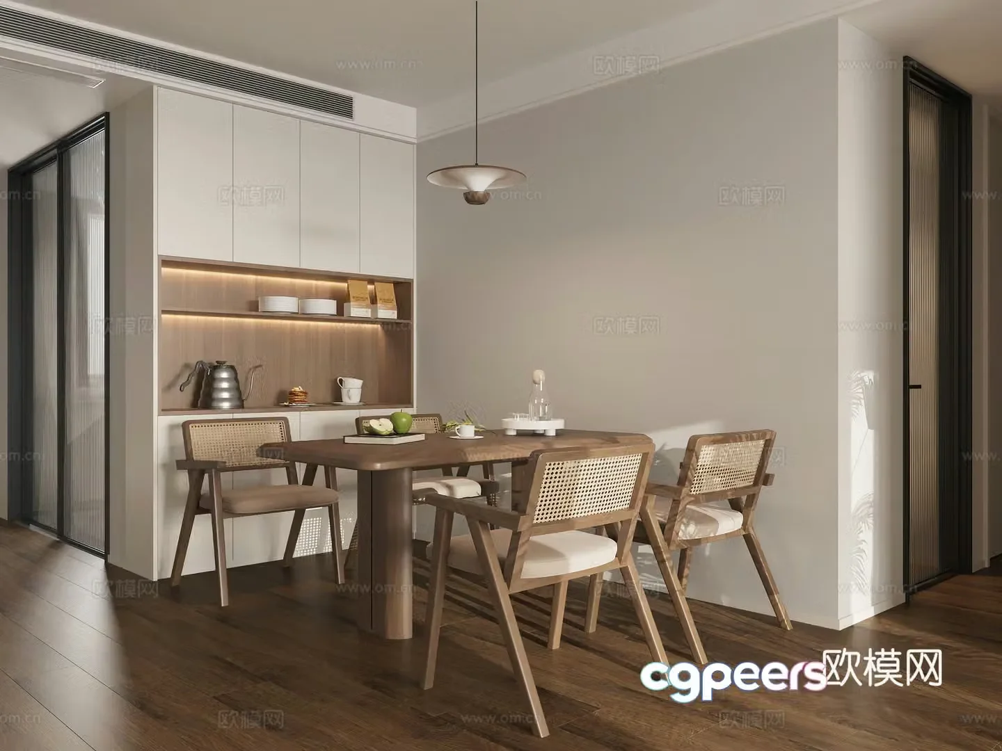 Wasabi Restaurant Dining Table and Chair 3D Model