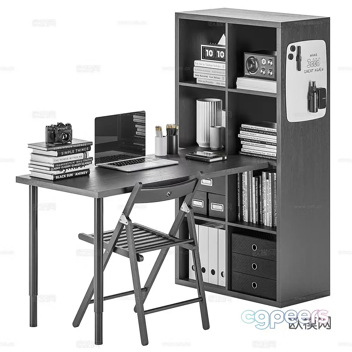 3d model desk wardrobe