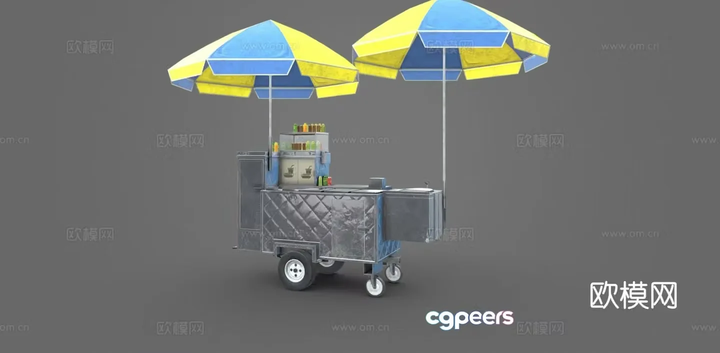 Hot dog stand vending stall food stall 3d model