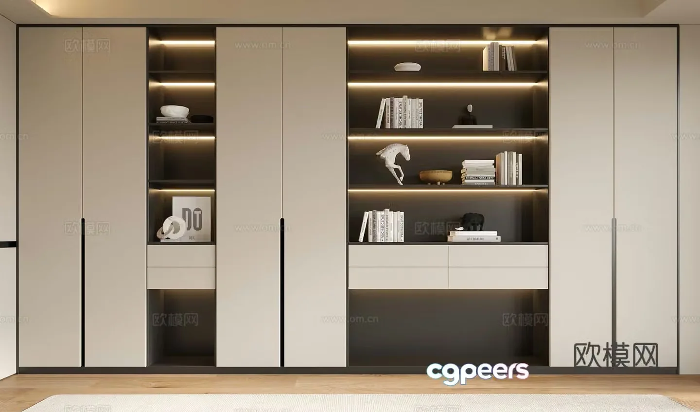 Modern bookcase bookshelf 3d model