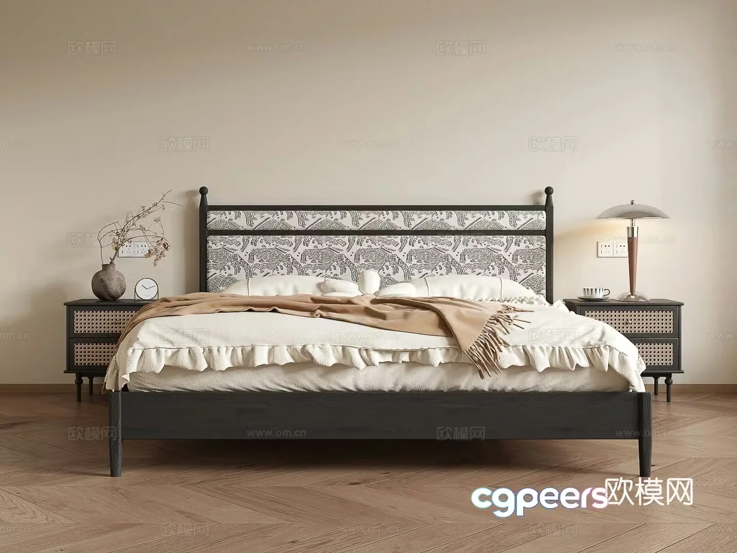 Middle-aged double bed 3D model