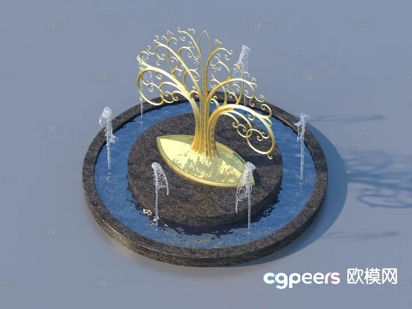 Urban sculpture water fountain landscape sculpture 3d model