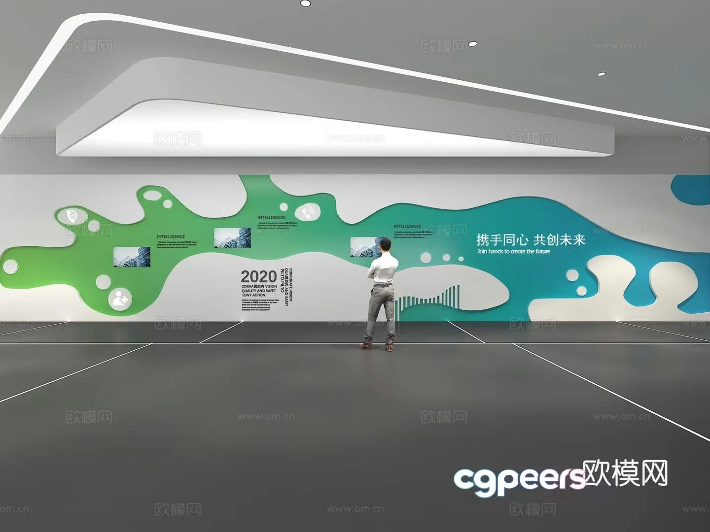 Cultural wall Corporate culture wall Display wall Theme wall Exhibition hall Campus culture Corridor 3D model