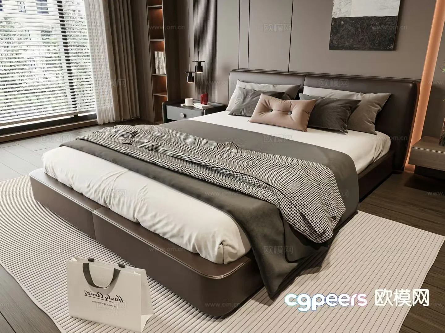 Modern double bed 3d model