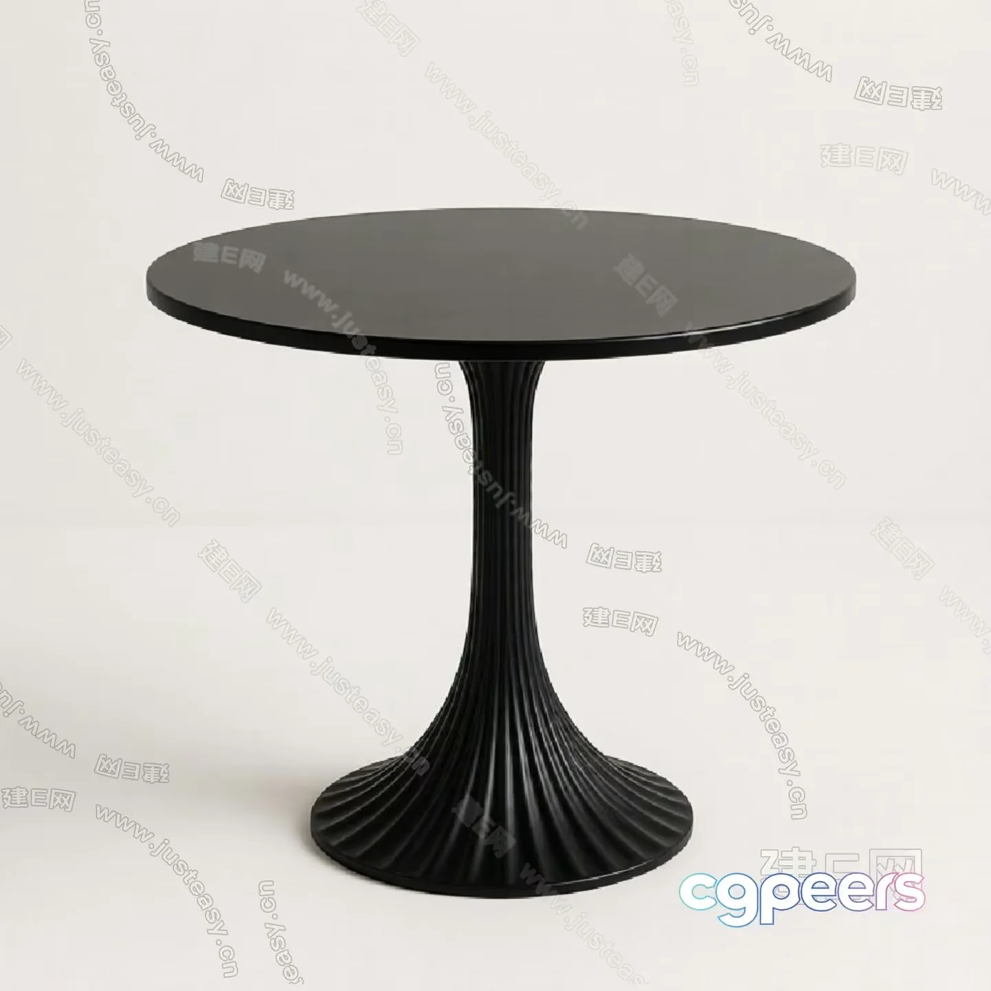 A Black Table With A Round Top And A Fluted Base 3D Model – 17121 – VRAY Render