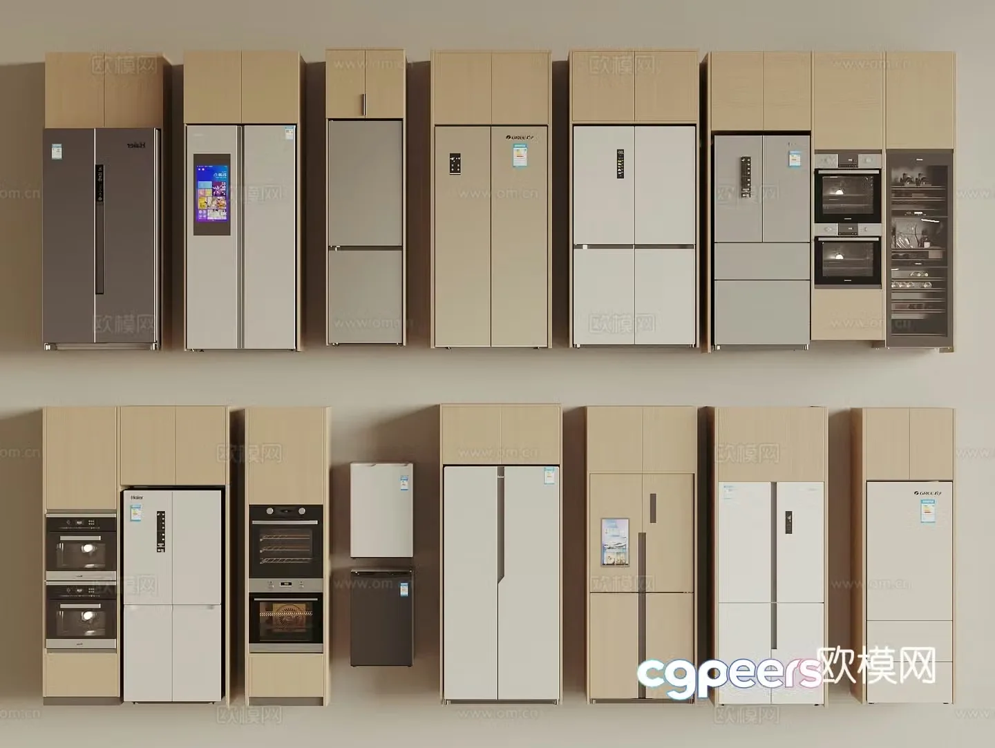 Modern refrigerator cabinet Oven cabinet Single-open refrigerator Double-open refrigerator Small refrigerator 3D model