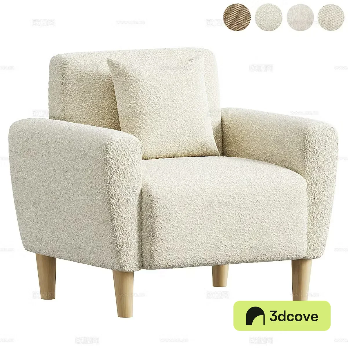 Modern cream style fabric lounge chair