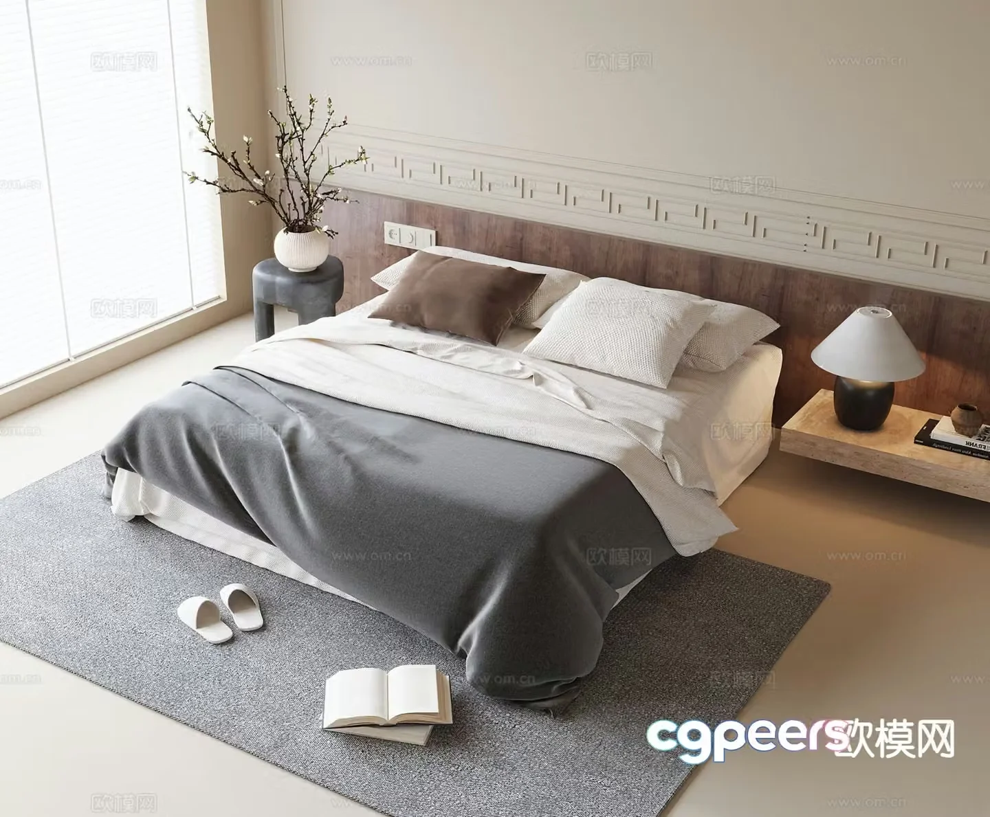 Modern double bed 3d model