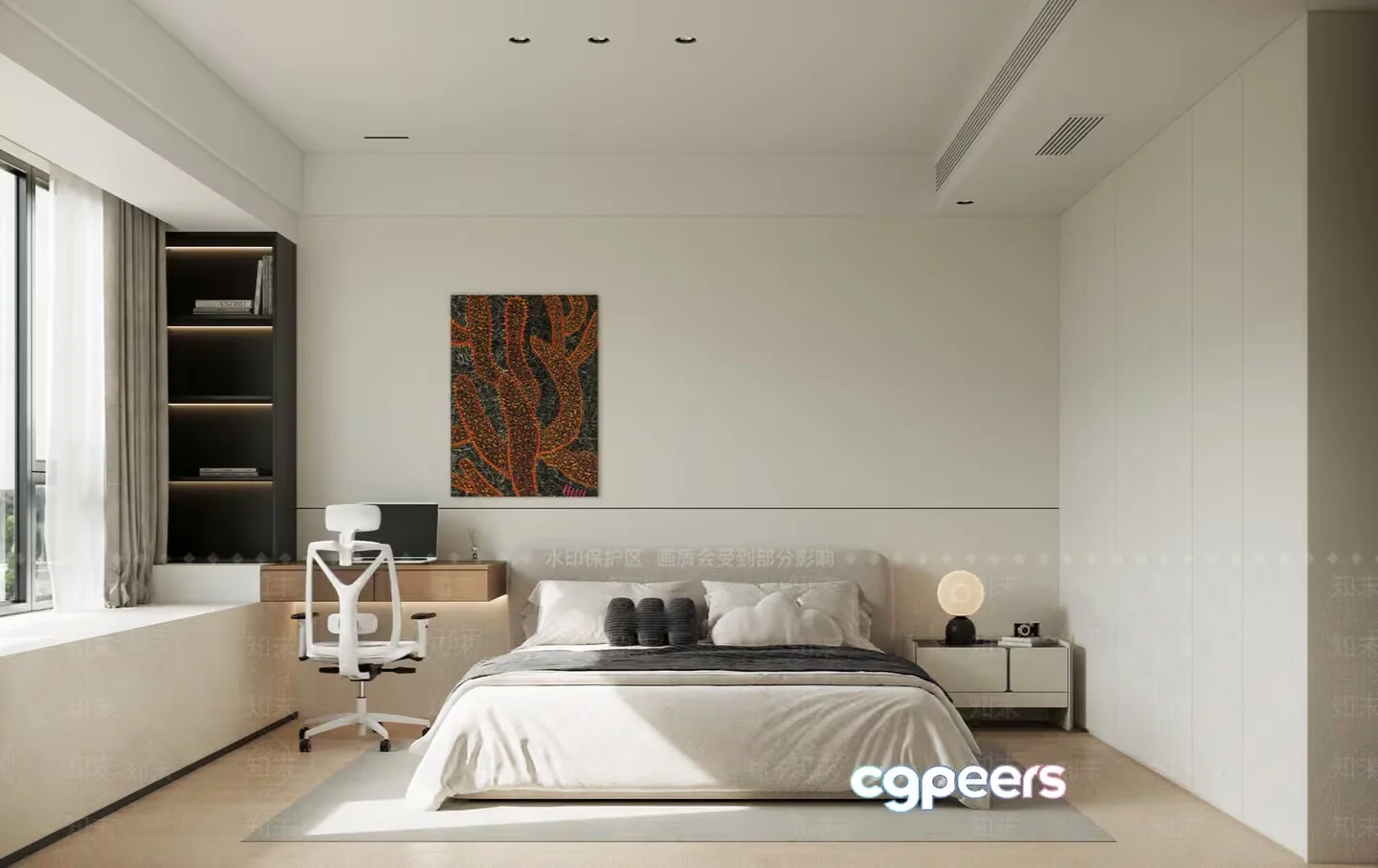 Cozy Modern Bedroom 3D Model – 1072 – VRAY Render