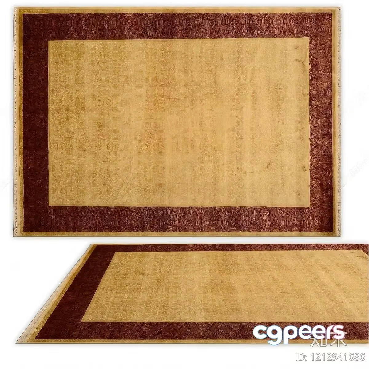 A Beige And Brown Rug 3D Model – 3008 – VRAY Render